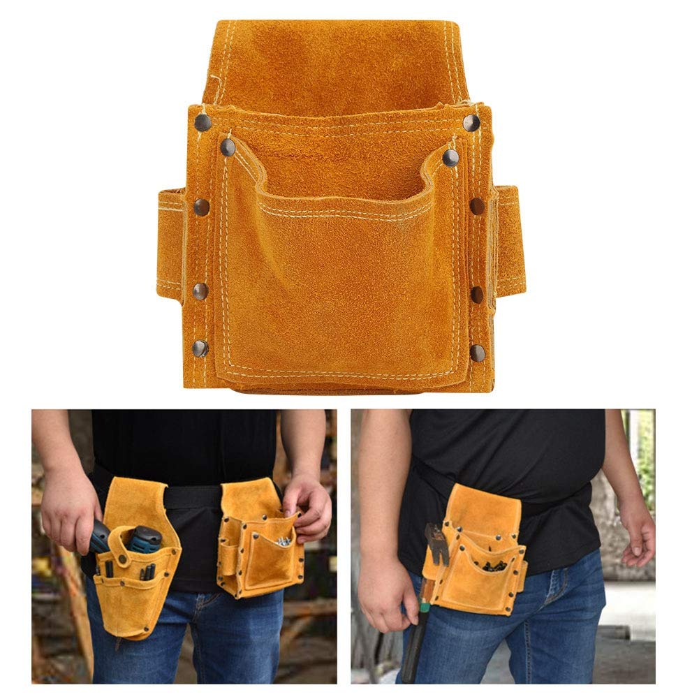 Durable Cowhide Tool Waist Bag for Woodworking & Interior Decoration | Heavy Duty Construction Utility Belt | Perfect for Carpenters, Electricians & DIY Home Improvement Projects