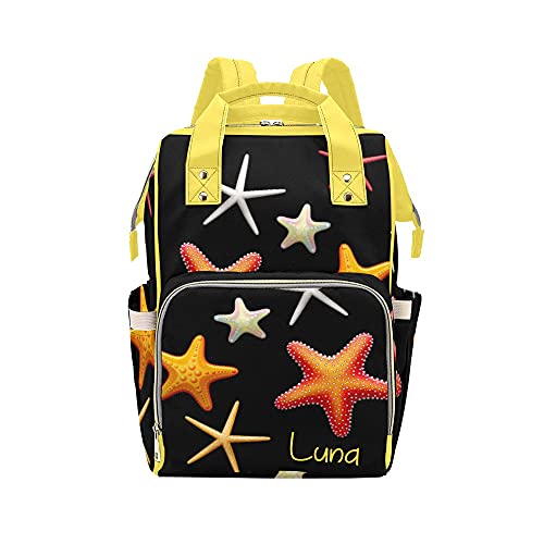 **Personalized Custom Name Seashell Starfish Diaper Backpack - Waterproof Nursing Baby Bag for Moms, Travel & Daycare Essentials, Perfect Gift for New Moms & Baby Showers**    *(Use Case: Ideal for beach trips, park outings, shopping, and everyday baby care – stylish & functional for busy moms!)*