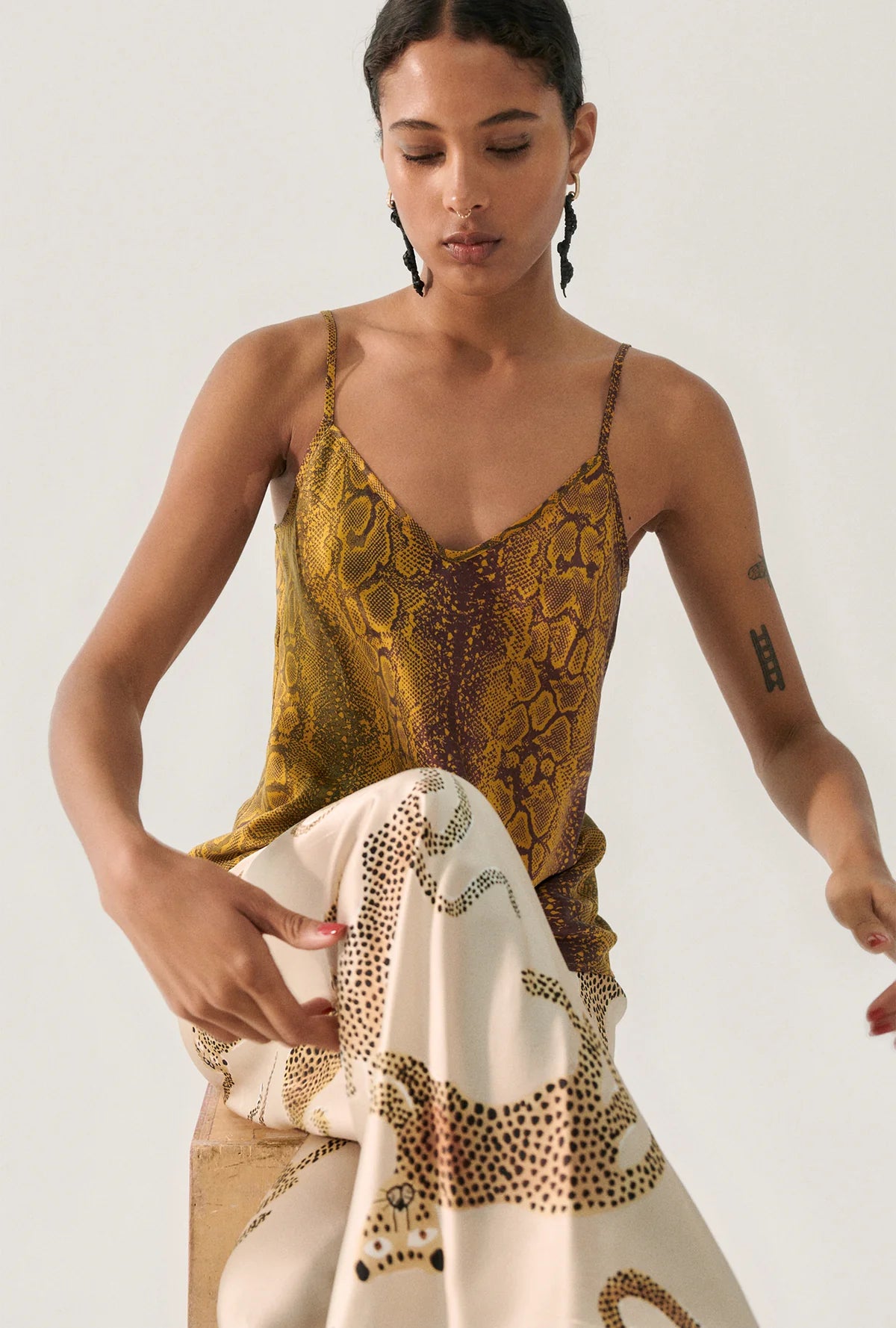 Bias Cut Cami Top in Snake Print - Sexy & Stylish for Night Out or Date Night