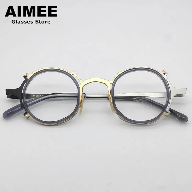 Aimee Unisex Full Rim Round Titanium Acetate Eyeglasses 4483 - Lightweight & Durable Frame for Men & Women - Perfect for Reading, Work & Fashion Accessories