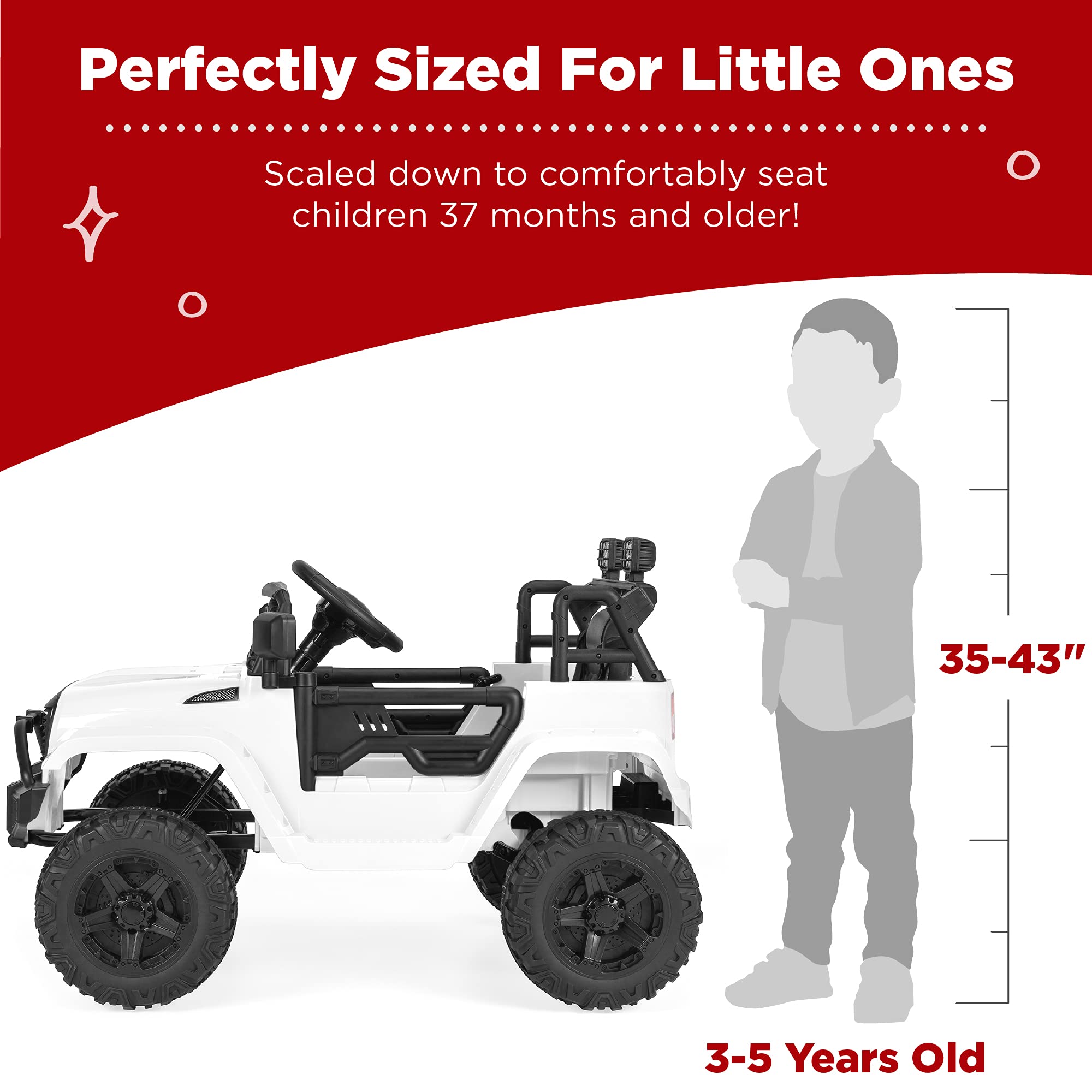 Best Choice Products 12V Kids Ride On Truck Car with Parent Remote Control, Spring Suspension, LED Lights & AUX Port - White Electric Toy Vehicle for Boys & Girls | Perfect for Birthday Gifts, Outdoor Play & Backyard Fun