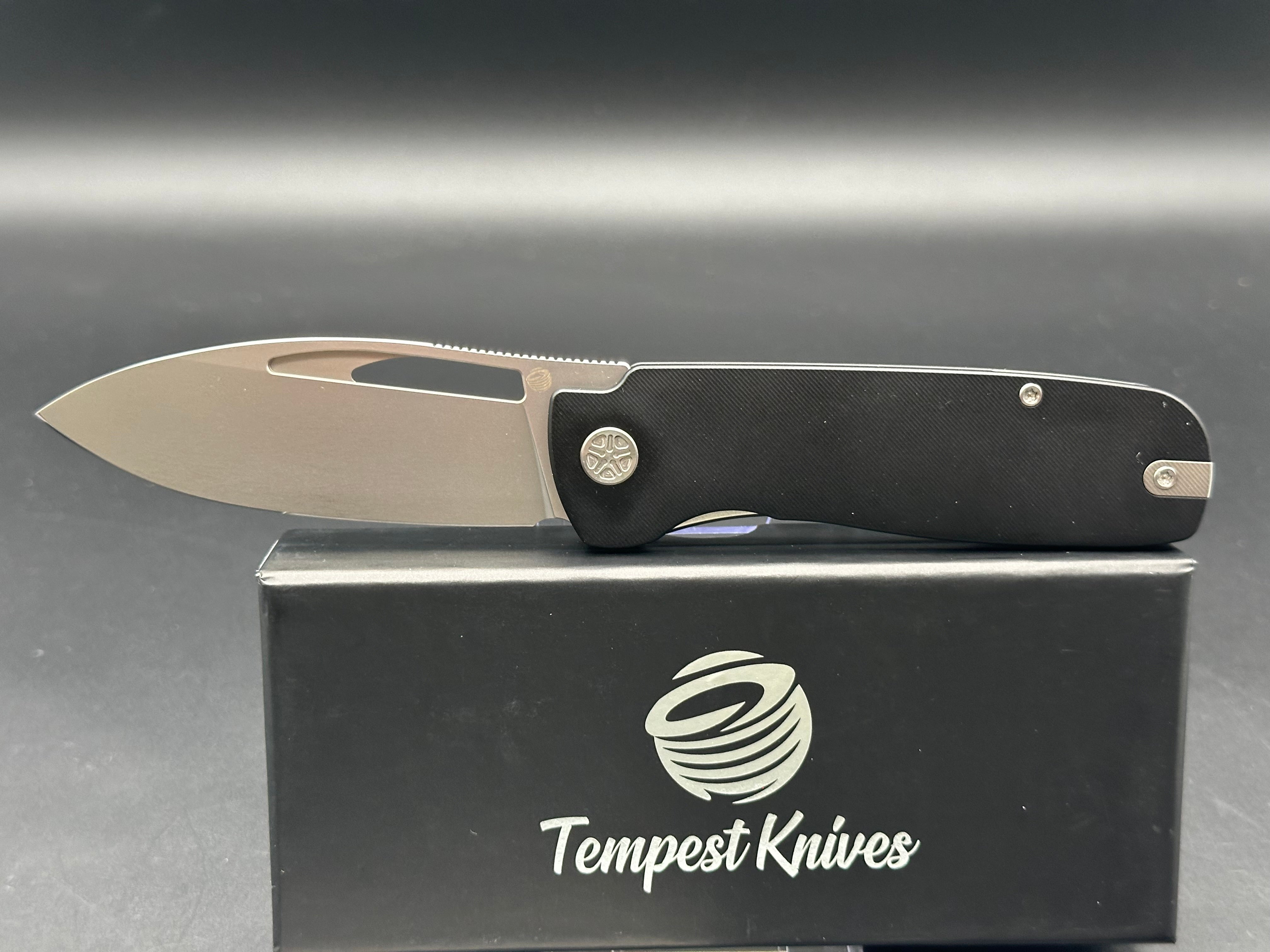 Tempest Knives Jetstream Black Titanium Handle with 154CM Blade - Premium EDC Folding Knife for Outdoor, Camping & Survival