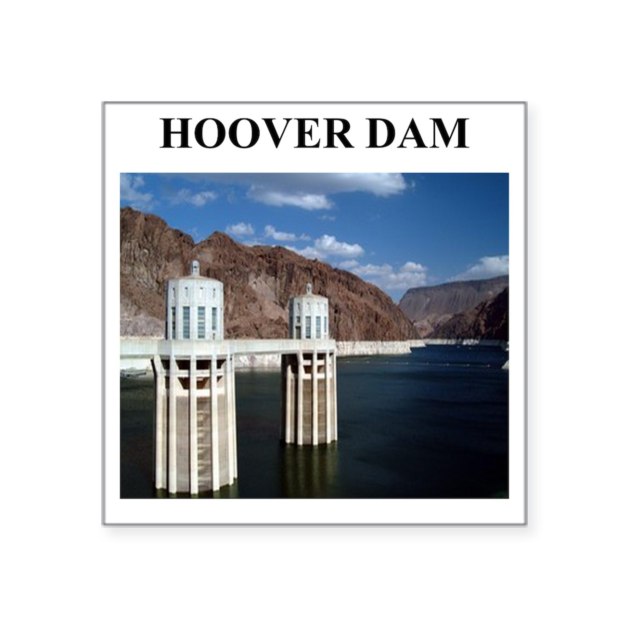 Hoover Dam Square Sticker 3x3 Inch - Durable Bumper Decal for Cars, Laptops & Water Bottles - Perfect for Travel Enthusiasts & History Lovers