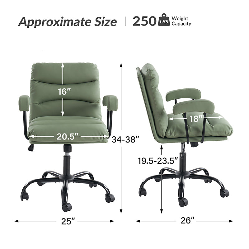 Anselm Modern Ergonomic Faux Leather Office Chair - Adjustable Swivel Desk Chair with Lumbar Support for Home & Office Workspace