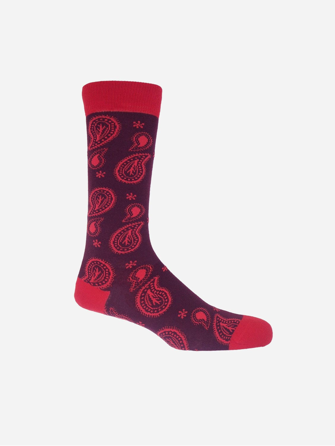 Organic Cotton Paisley Men's Socks - Burgundy Red | Comfortable & Breathable for Casual Wear, Work & Outdoor Activities