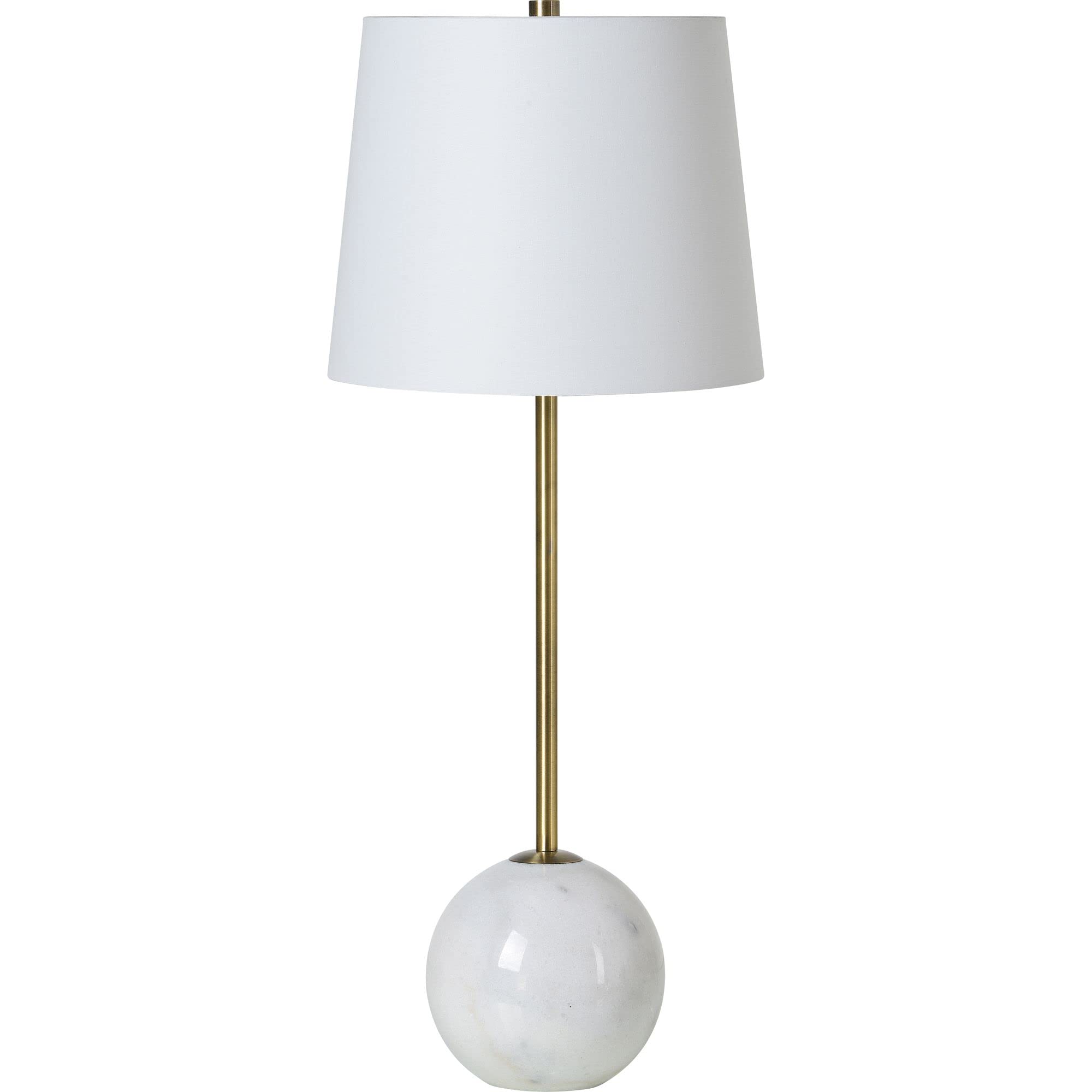 Set of 2 Elegant Marble Finish Classic Table Lamps with White Tapered Shades - 27 Inch Height for Living Room, Bedroom & Office Decor