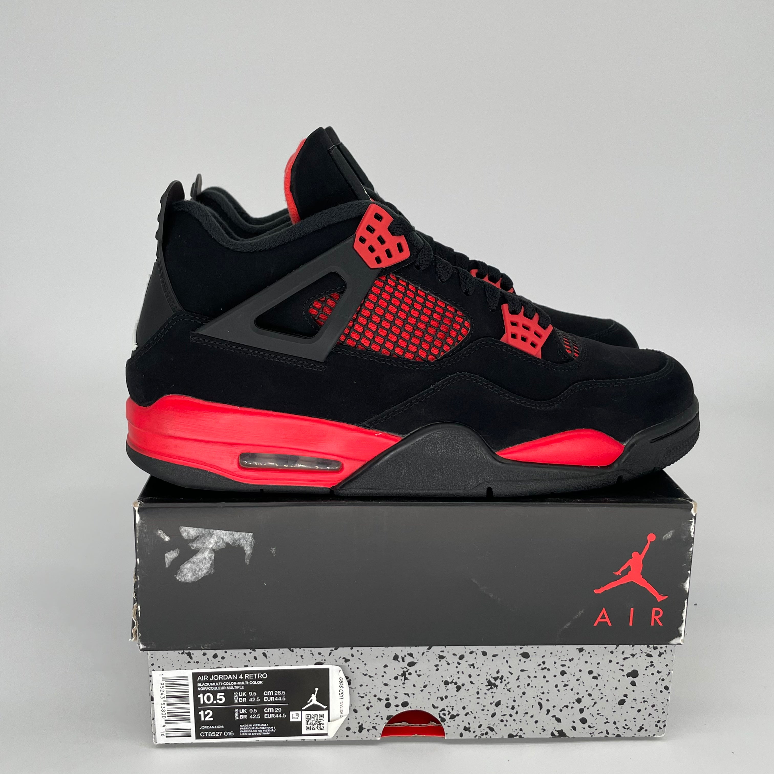 AIR JORDAN 4 RED THUNDER Men's Basketball Shoes - Size 10.5 (CT8527-016) | Retro Sneakers for Streetwear & Sports Performance