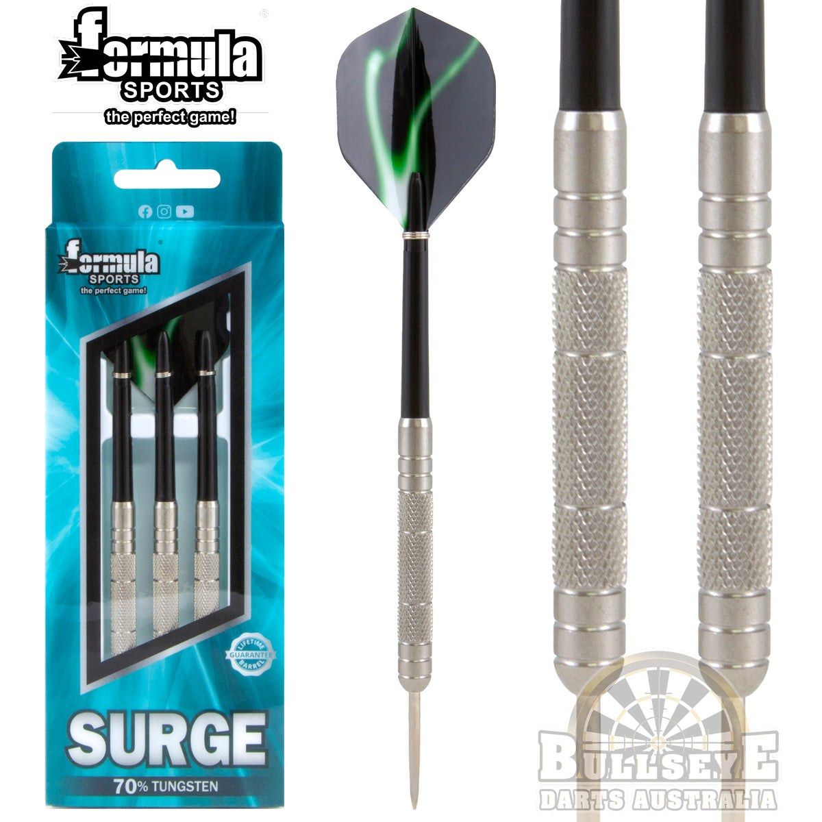FORMULA Surge Knurled Grip Darts - 70% Tungsten Steel Tip Darts (24g) for Professional Players & Dart Enthusiasts - Perfect for Bars, Tournaments & Home Practice