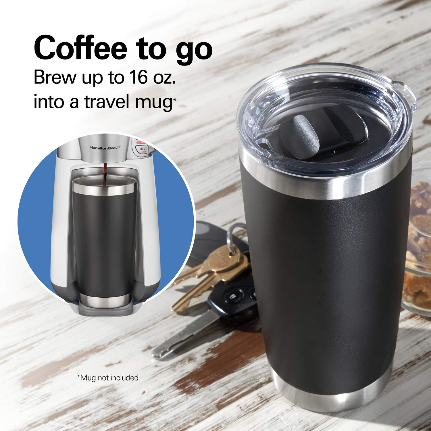 Hamilton Beach 16 oz. Single Serve Coffee Maker - Rapid Cold & Hot Brew Grounds Brewer, White (42500) - Perfect for Home, Office & Dorm Room Use