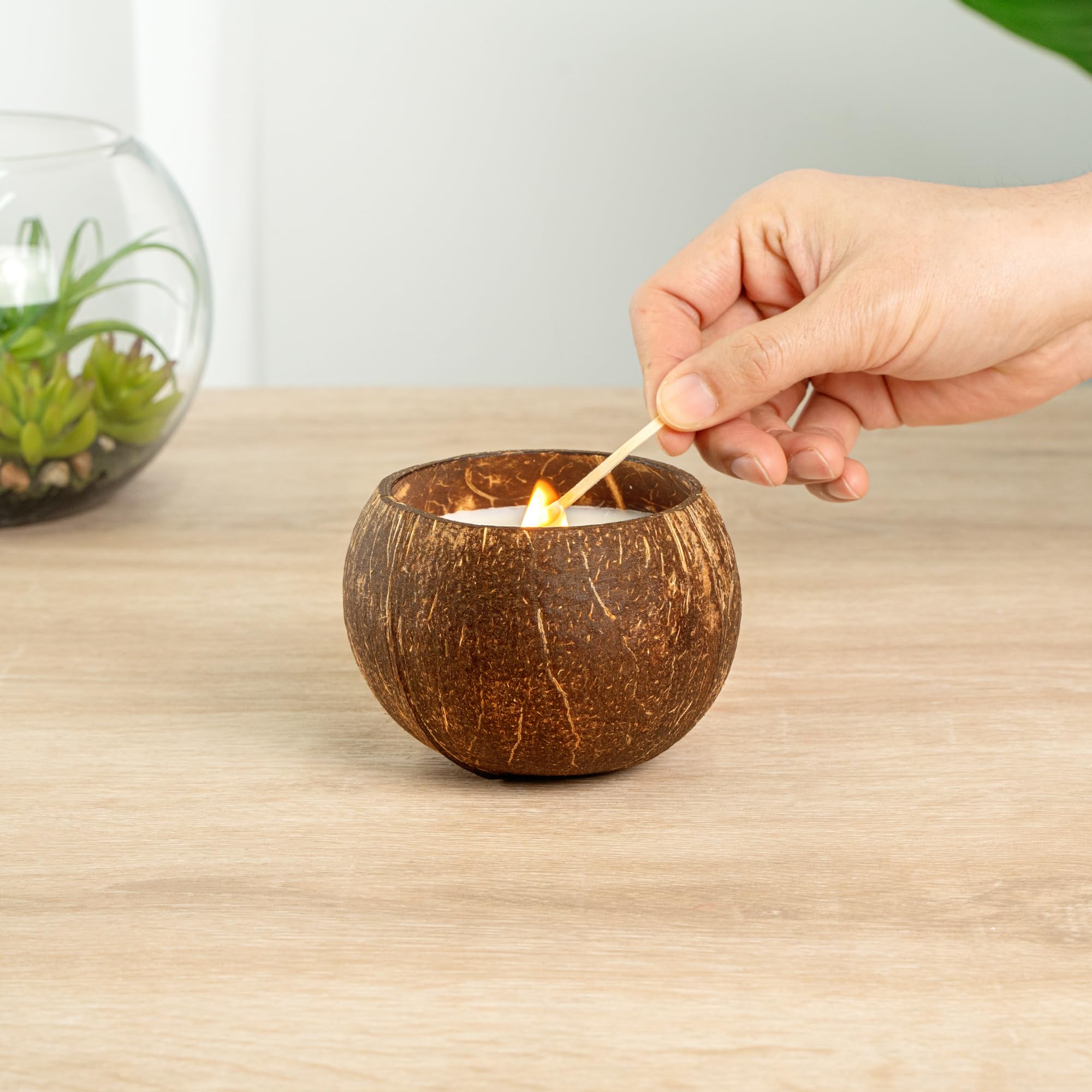 Hand-Poured Coconut Shell Candle - 3.9 x 2.8 Inch Natural Soy Wax Candle with Wooden Wick, Pineapple Papaya Fragrance, Double Wax Blend for Home Decor, Spa Relaxation & Romantic Ambiance