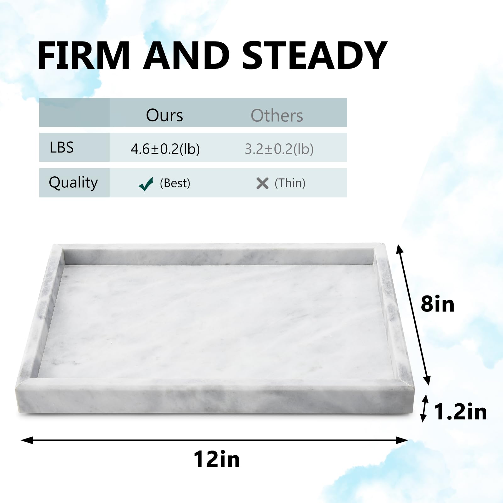 Premium Natural Marble Tray for Jewelry, Cosmetics & Home Decor - Elegant Rectangle Stone Tray for Bathroom, Vanity, Kitchen & Office Desk - Perfect for Organizing Candles, Perfume & Lotion Bottles