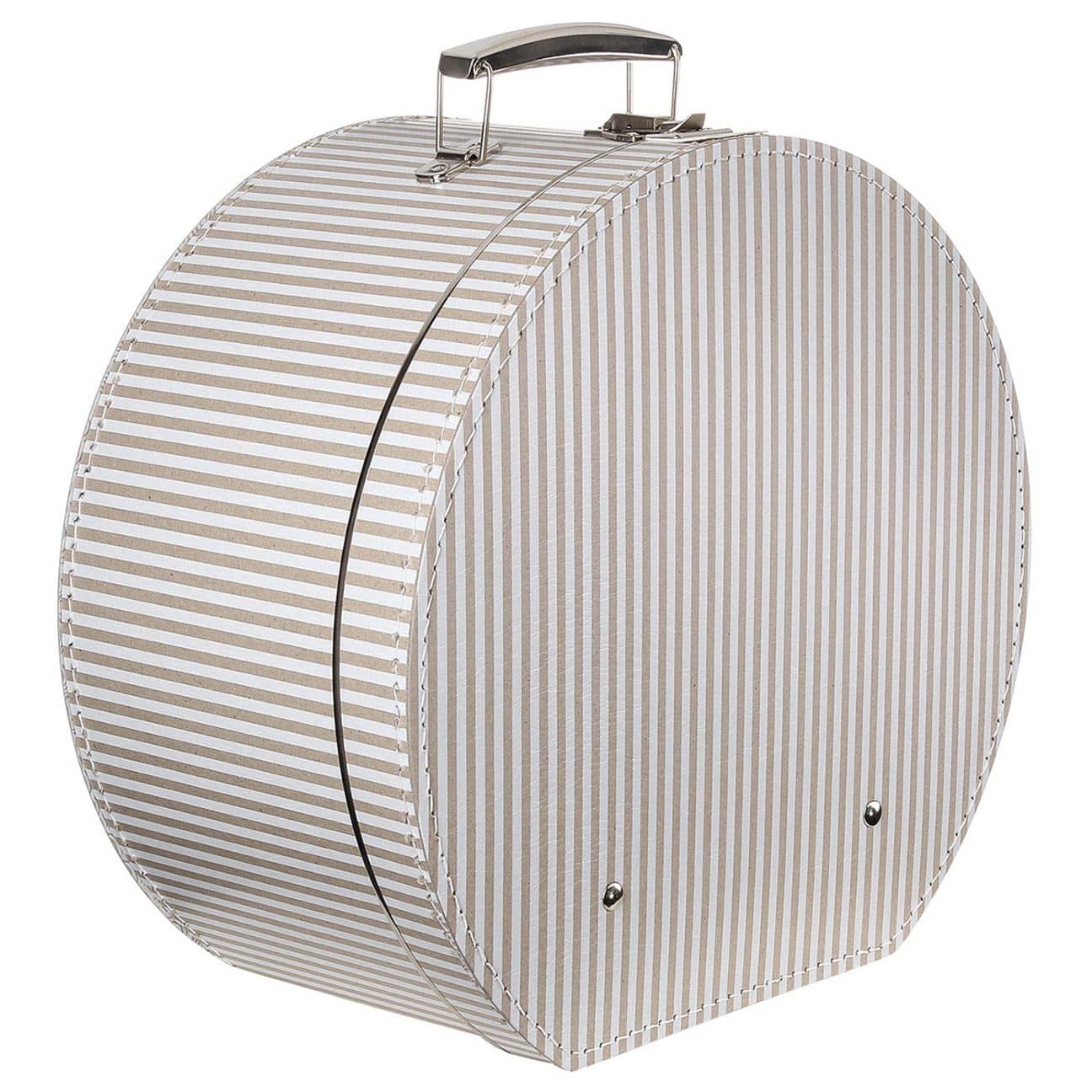 Lierys Beige Striped Hat Box - Vintage Style Storage for Hats, Scarves & Accessories - Perfect for Travel, Home Decor & Gift Giving