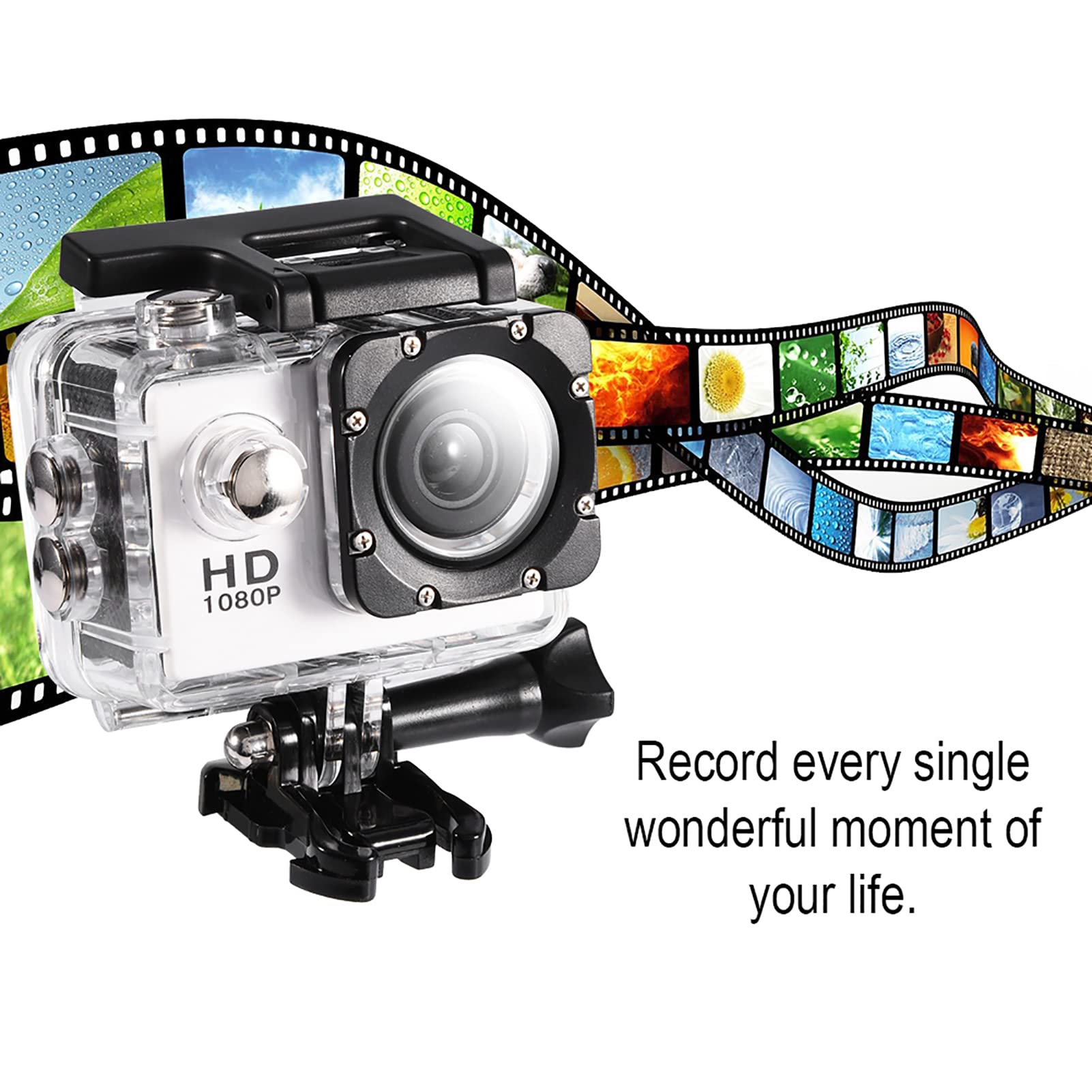FOSA 1080P HD Waterproof Action Camera - 30M Underwater Sports Camera with 90° Wide Angle Lens, Rechargeable Battery & Protective Case - Perfect for Diving, Surfing, Skiing & Outdoor Adventures