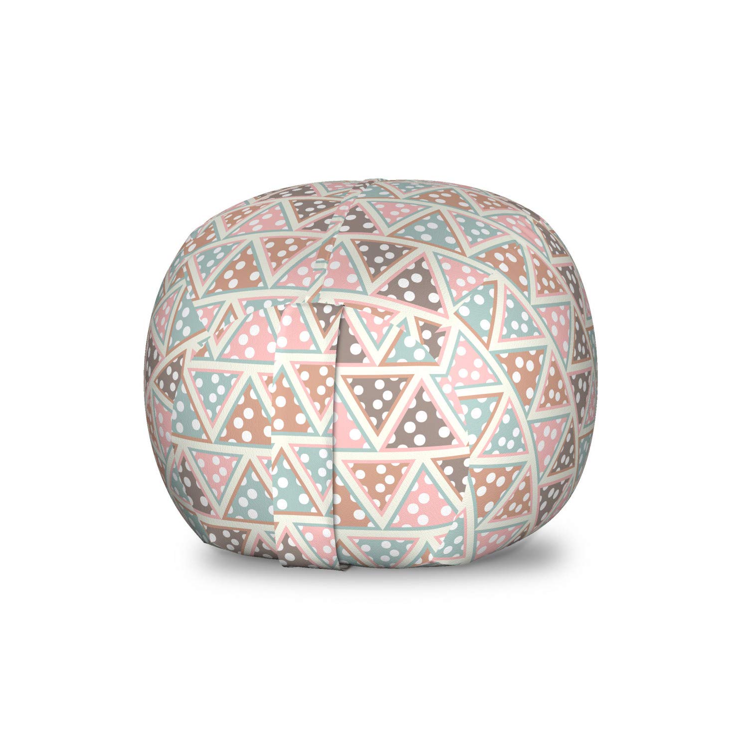 Ambesonne Bohemian Abstract Storage Bag Chair - Pastel Triangle & Polka Dot Pattern, Geometric Design Stuffed Animal Organizer, Washable Small Toy Storage for Kids Bedroom, Playroom & Nursery Decor