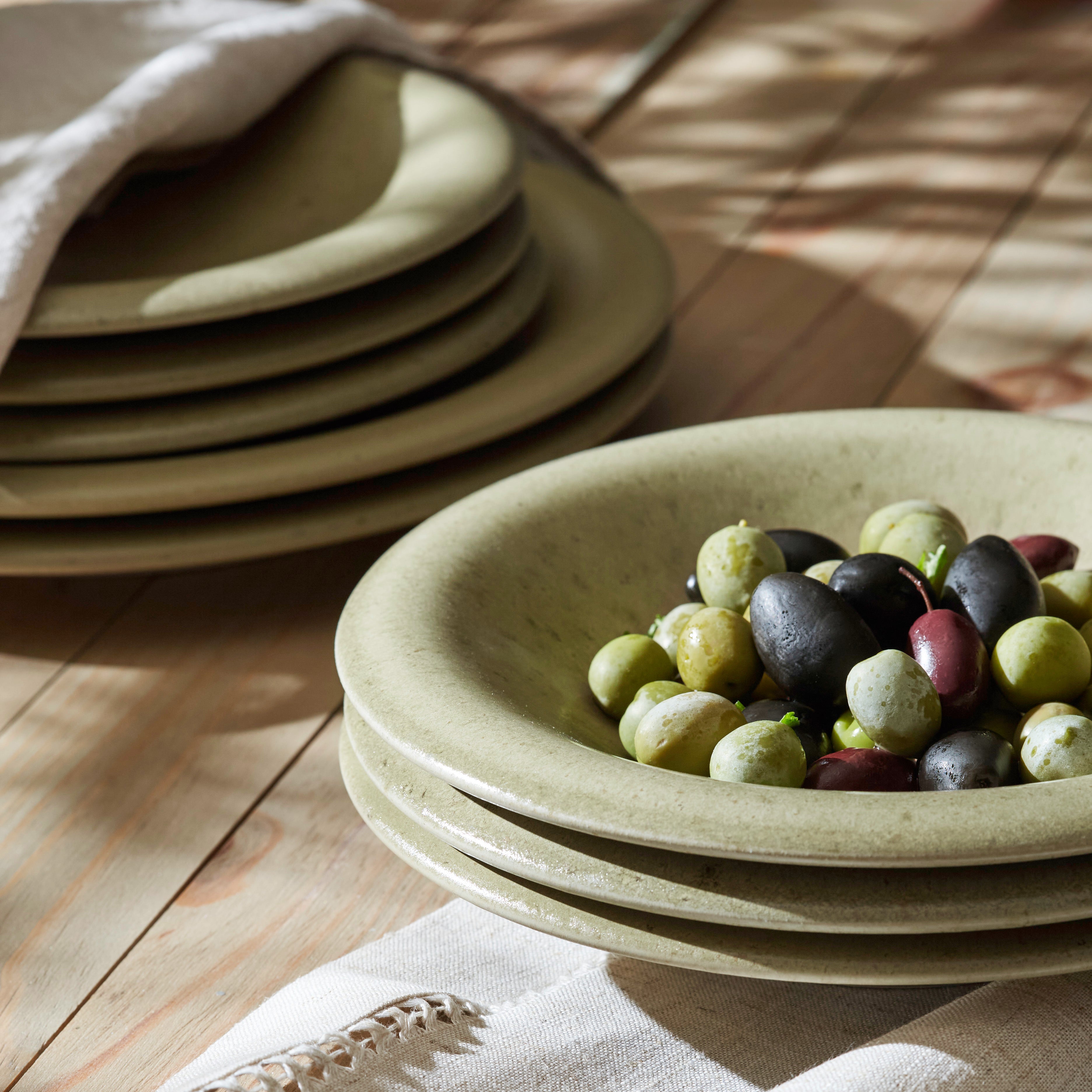 Premium Aro Stoneware Dinnerware Set - Green Matte Finish, Handcrafted in Portugal, Scratch & Chip Resistant - Perfect for Everyday Dining & Special Occasions