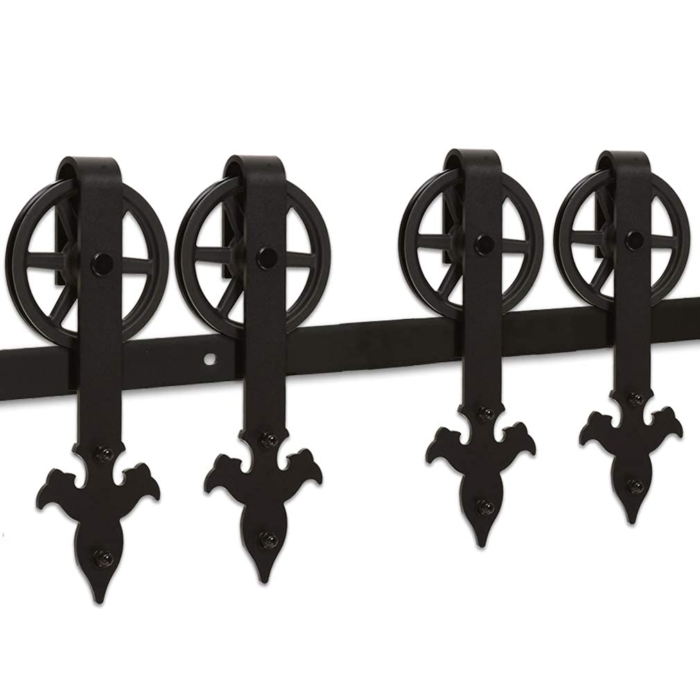 CCJH 10FT Heavy Duty Sliding Barn Door Hardware Kit - Smooth Quiet Operation, Easy Installation for 30