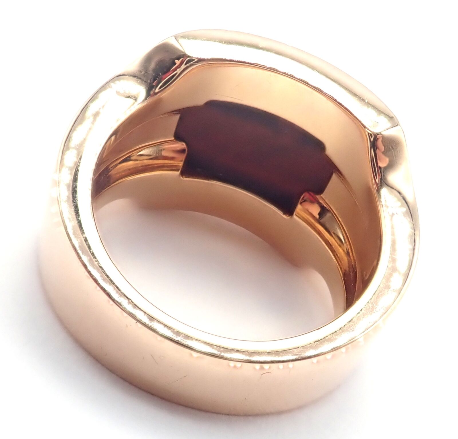 Authentic Cartier 18k Rose Gold Santos Dumont Bull Eye Quartz Ring with Certificate - Luxury Jewelry for Women, Perfect for Weddings, Anniversaries & Special Occasions