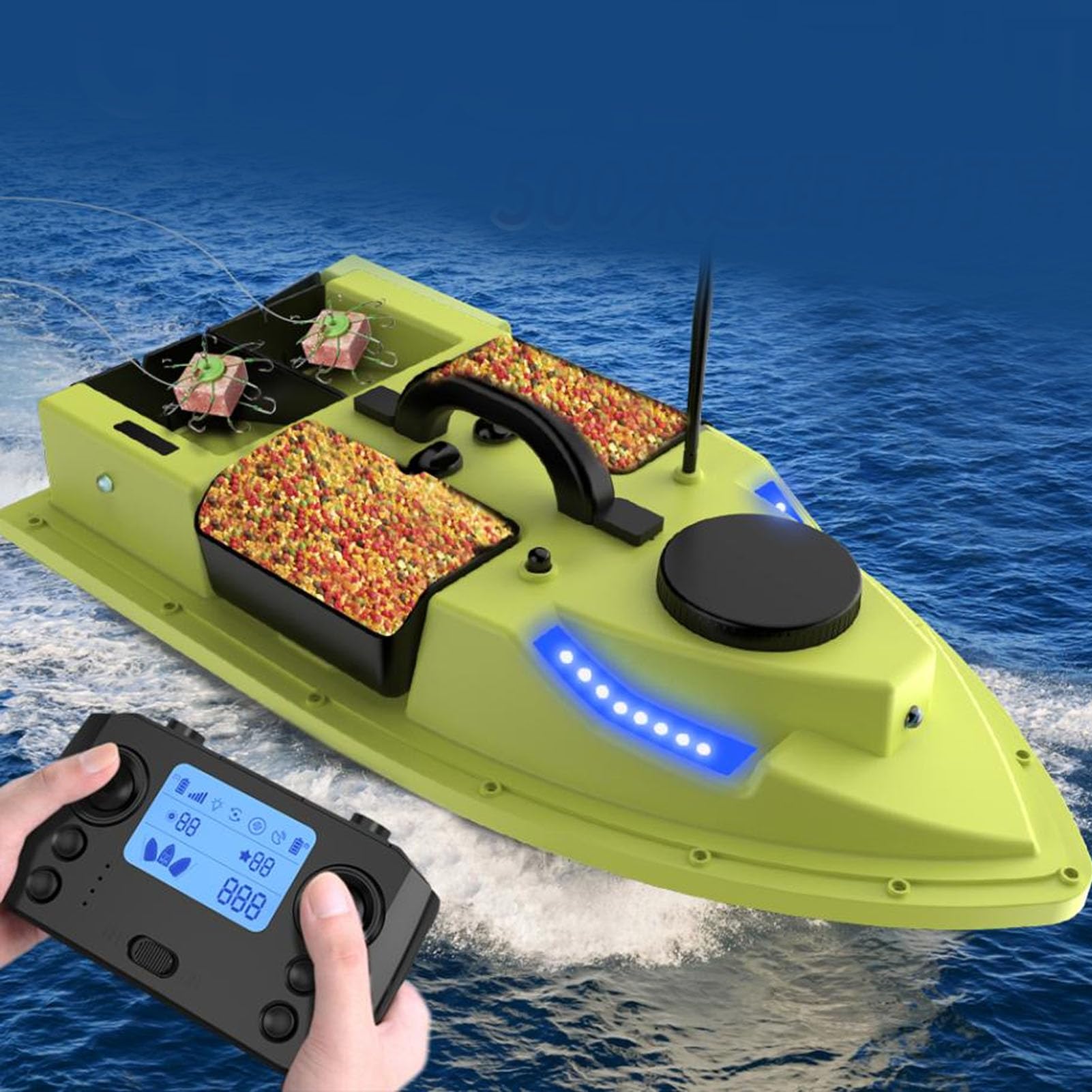 Ciciglow RC Fishing Bait Boat with GPS, Wireless 2.4G Remote Control, 99 Waypoints, 4 Bait Tanks, Auto Return, Cruise Control - Perfect for Lake, River, and Deep Sea Fishing Adventures