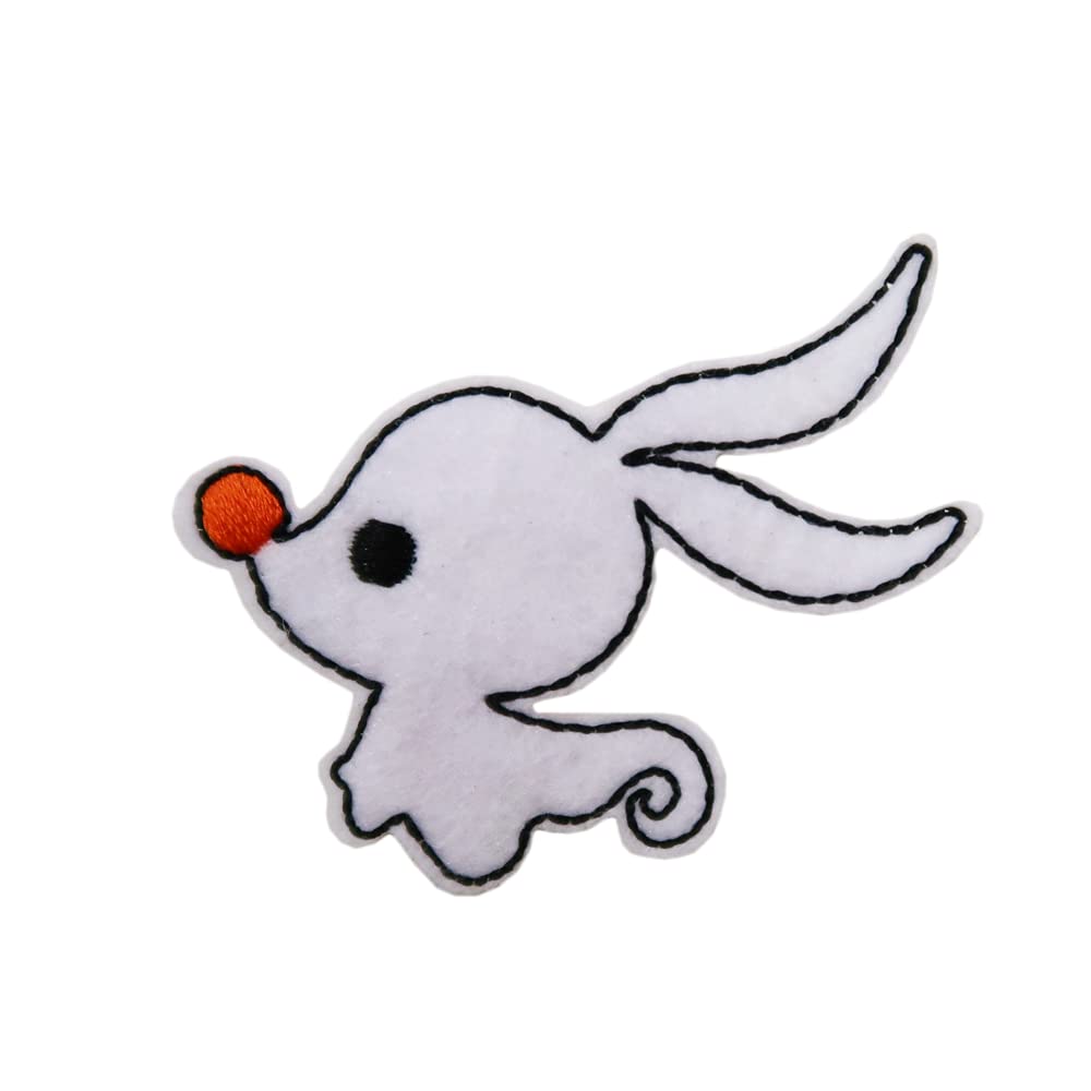 Spooky Nightmare Ghost Dog Embroidered Iron On Patch for DIY Halloween Costumes, Jackets & Backpacks