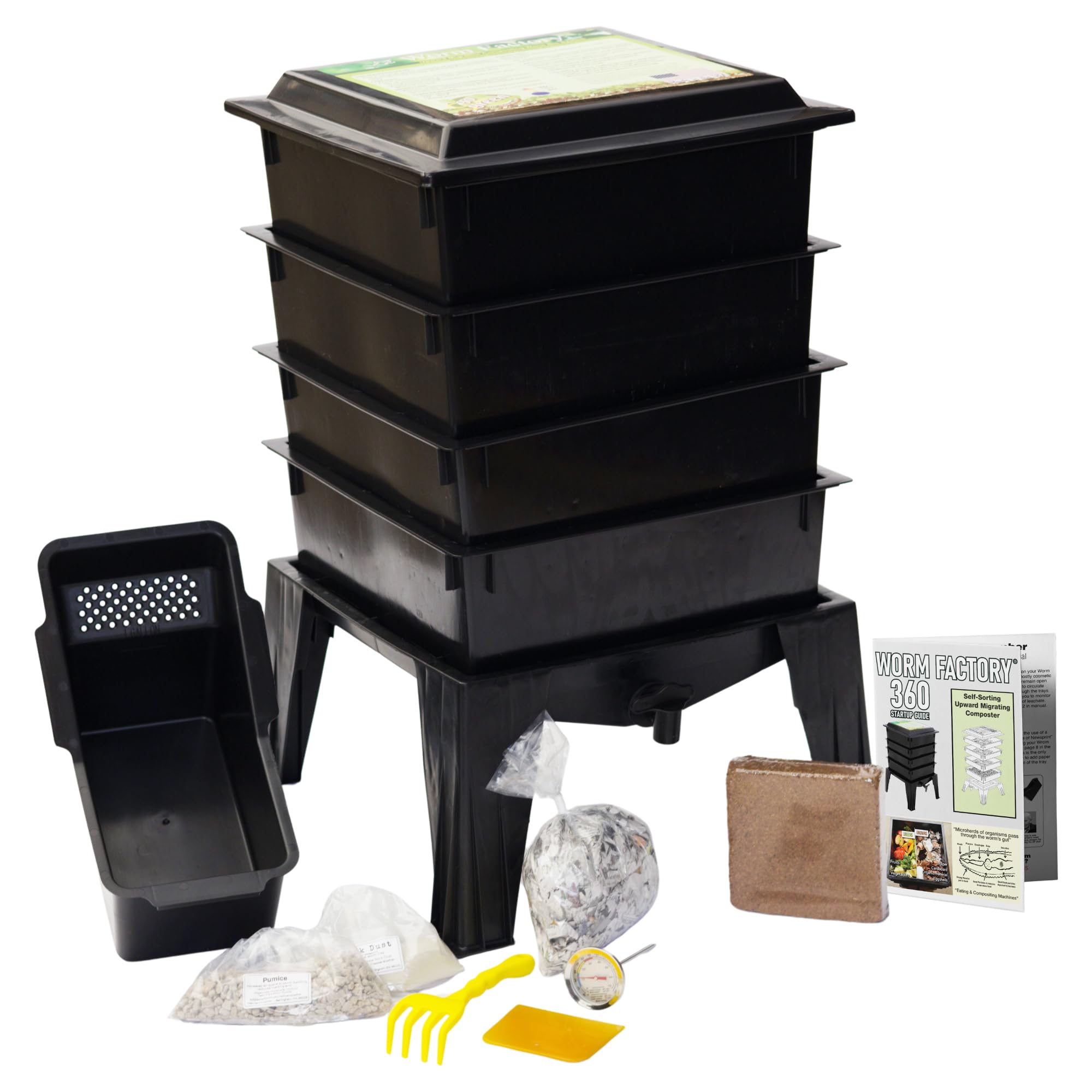 Worm Factory® 360 Black US Made Composting System - 4-Tray Vermicomposting Bin for Recycling Food Waste at Home | Durable, Odor-Free & Space-Saving Design | Perfect for Organic Gardening, Sustainable Living & Eco-Friendly Homes