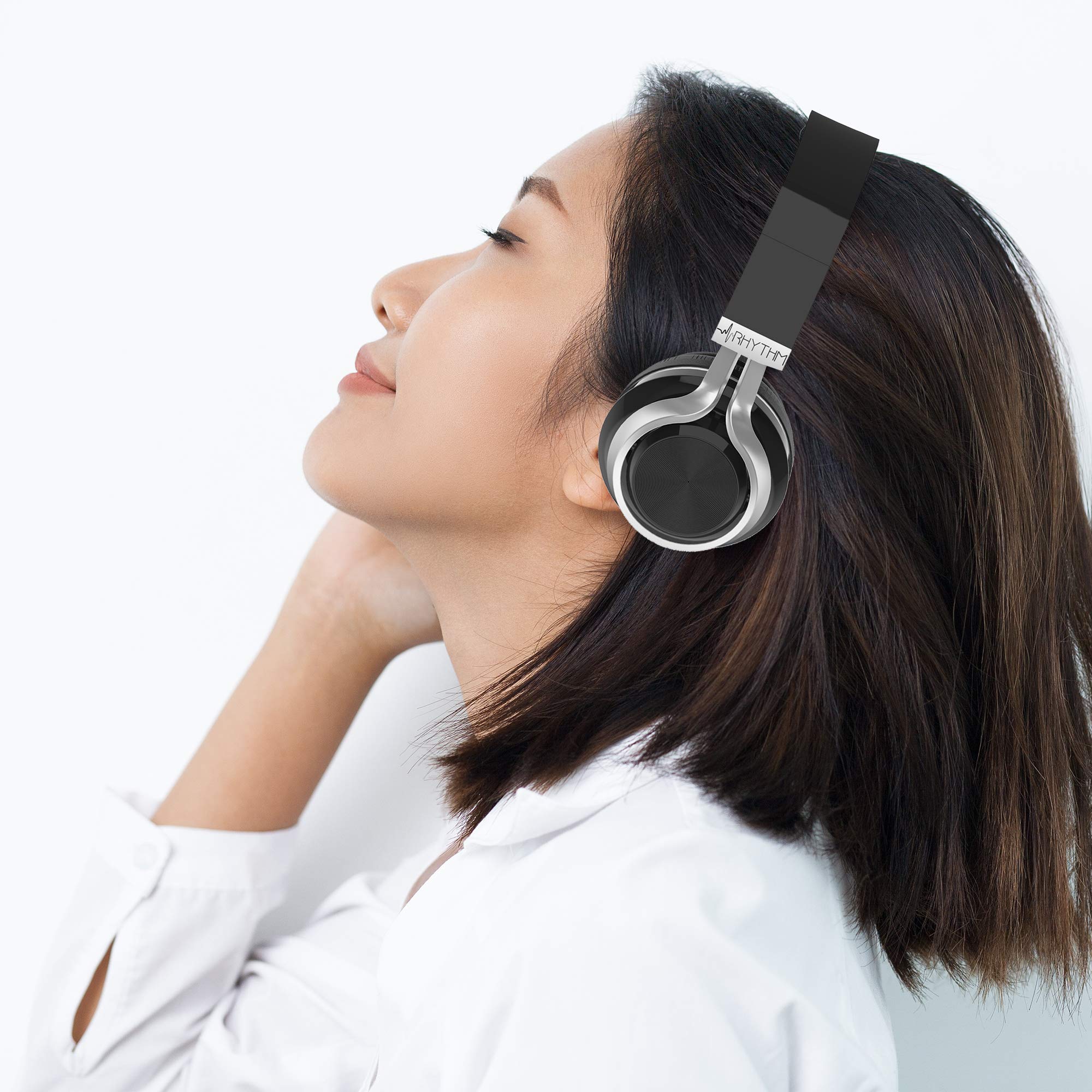Aduro Resonance Wireless Over-Ear Headphones with Mic - Foldable, Rechargeable Bluetooth Headset for Work, Travel & Gaming (Black/Silver) - Perfect for Office, Commuting & Home Entertainment