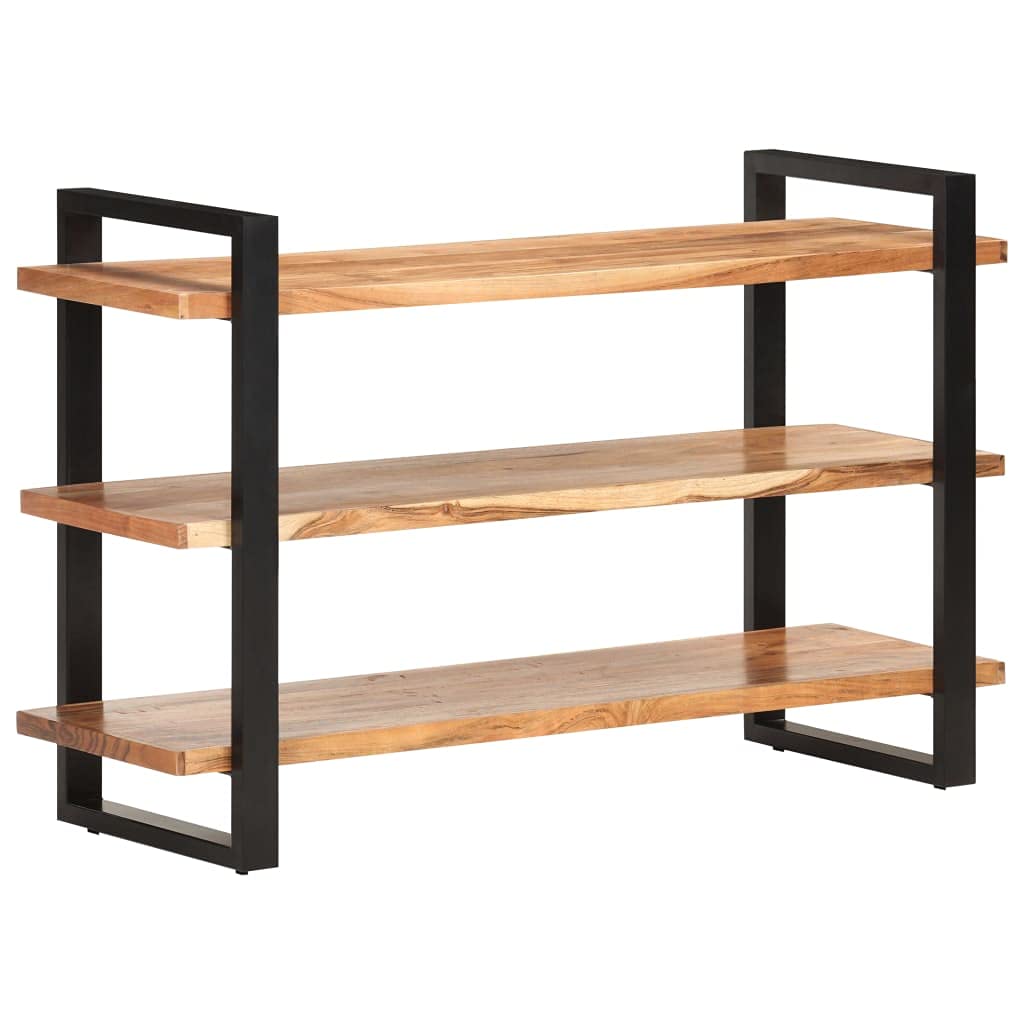 Queen.Y Industrial Console Table - Acacia Wood Kitchen Buffet Sideboard with 3 Shelves | Dining Room Storage Cabinet, Entryway Organizer, Living Room Plant Stand (Brown) - Perfect for Farmhouse Decor & Small Space Storage Solutions