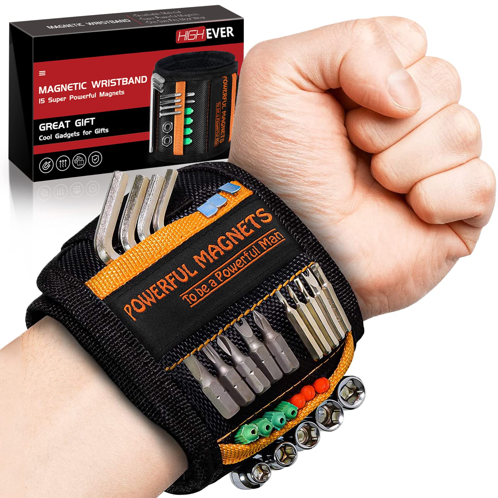 **Magnetic Wristband Tool Holder for Men - Super Strong Magnet Wristband for Screws & Nails - Perfect Christmas Stocking Stuffer, Birthday Gift for Dad, DIY Enthusiasts - Workshop, Garage & Home Repair Essential**