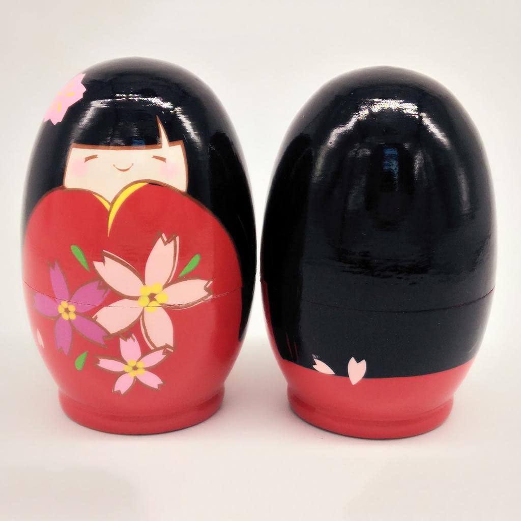 SECRET DESIRE 5Pcs Handmade Russian Nesting Dolls Set - Adorable Wooden Stacking Dolls, Japanese Girl Design - Perfect Christmas & Birthday Gift for Kids | Home Decor, Nursery Room, Collectible Display