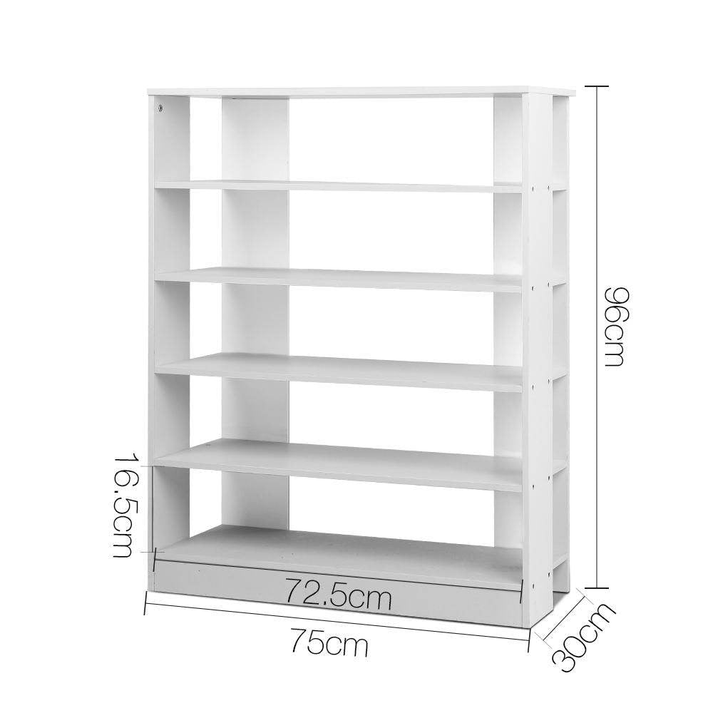 6-Tier Shoe Rack Cabinet Organizer - White | Space-Saving Shoe Storage for Closet, Entryway & Bedroom