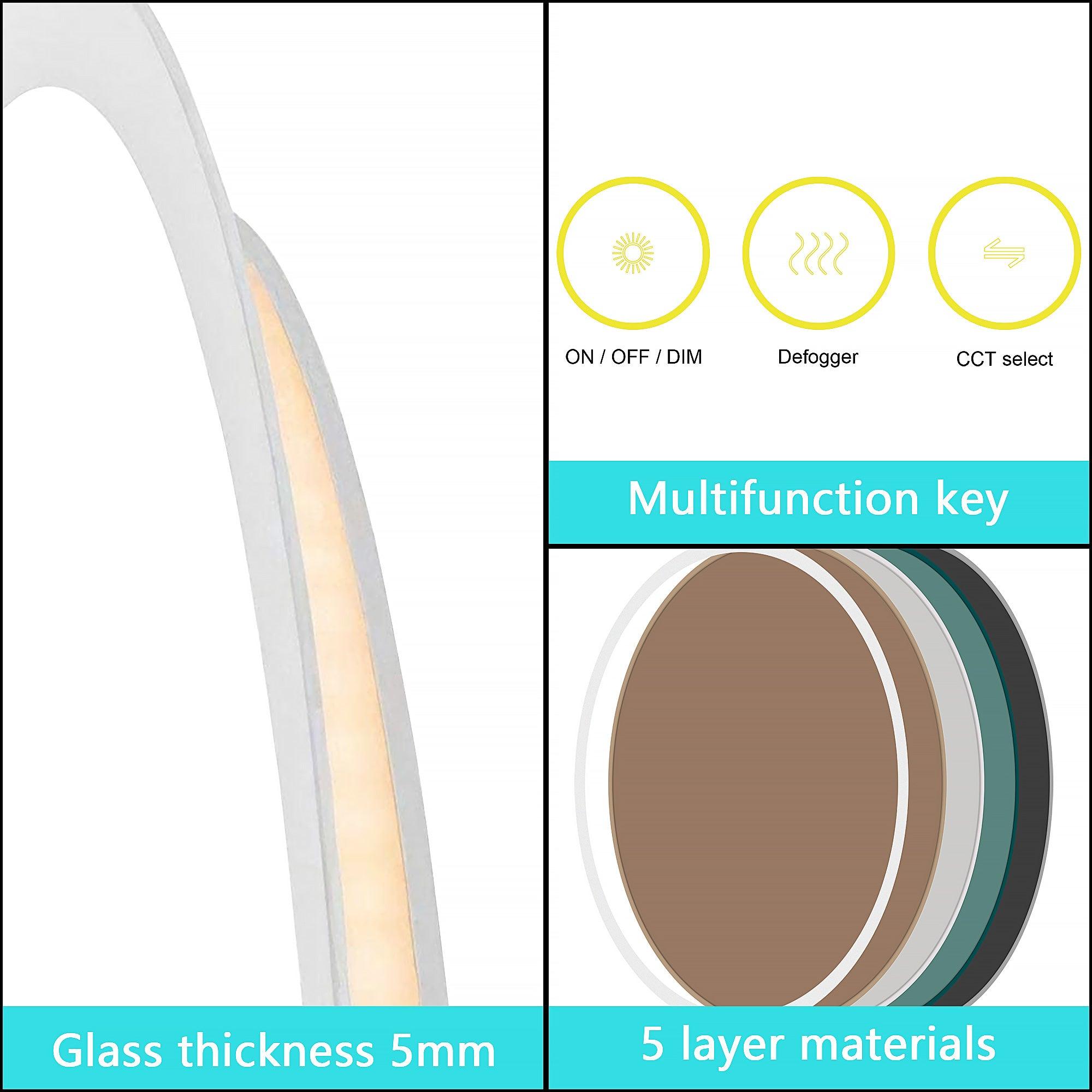LuminaMirror Oval Frameless LED Anti-Fog Dimmable Bathroom Vanity Mirror with Touch Control - Perfect for Makeup, Shaving & Home Decor