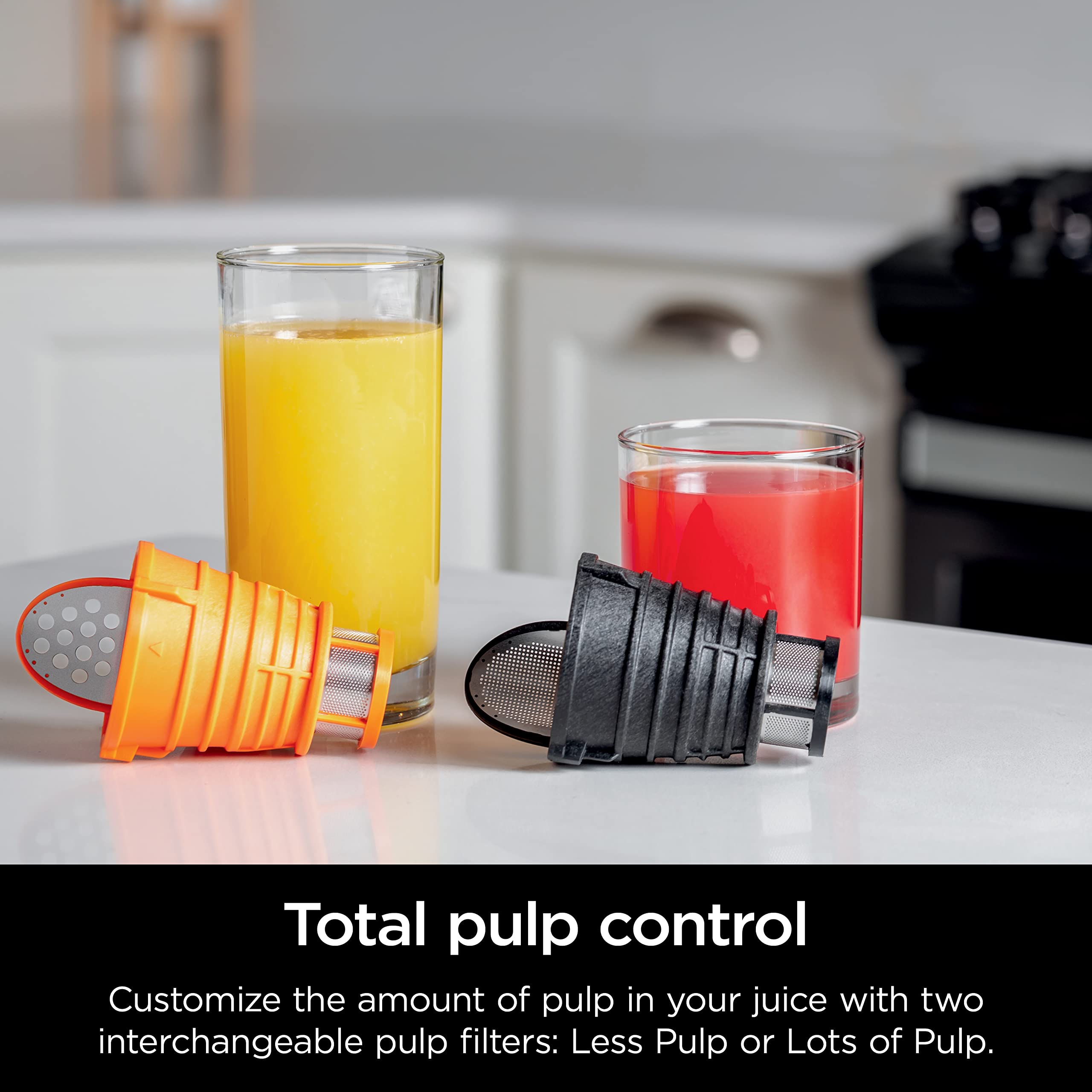 Ninja JC151 NeverClog Cold Press Juicer - Powerful Slow Masticating Juicer with Adjustable Pulp Control, Quiet Countertop Electric Juicer for Fruits & Vegetables, 2 Pulp Settings, Dishwasher Safe, 2nd Gen Charcoal - Perfect for Healthy Juicing, Detox & Weight Loss at Home