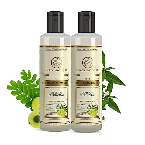 Khadi Natural Amla & Bhringraj Hair Conditioner for Hair Growth | Anti-Hair Fall Treatment | Nourishing Deep Conditioner for Dry, Damaged Hair | Paraben-Free, Silicone-Free Formula | Suitable for All Hair Types | Pack of 2 (420ml Total) | Perfect for Daily Hair Care & Scalp Nourishment
