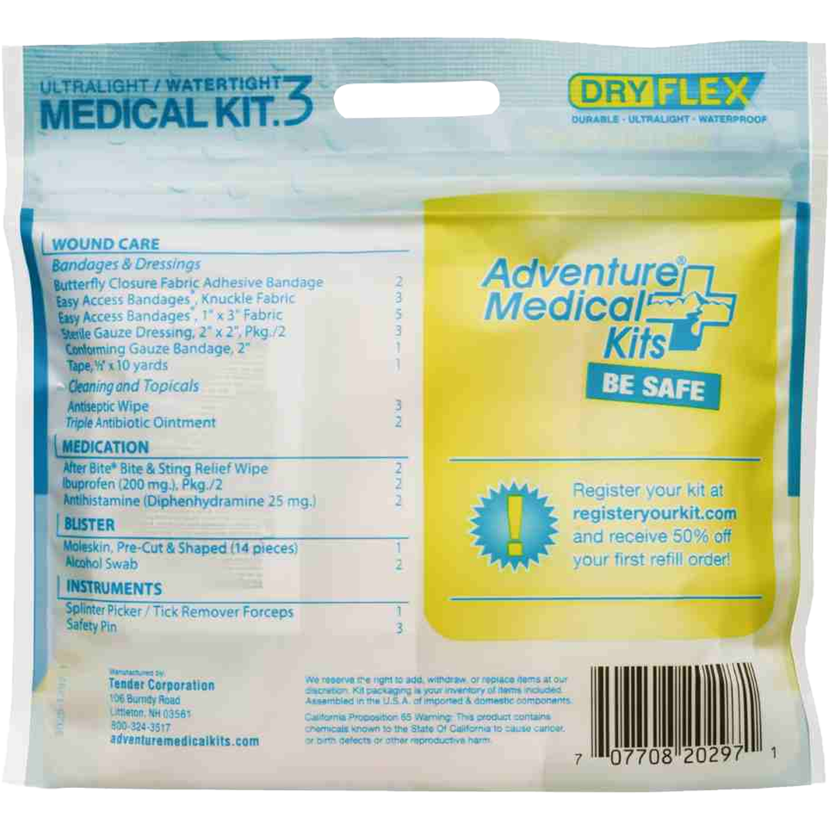 Adventure Medical Ultralight & Watertight .3 First Aid Kit - Compact Emergency Medical Supplies for Hiking, Camping & Outdoor Adventures