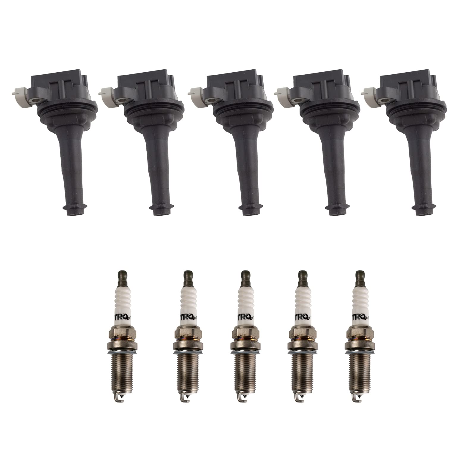 TRQ Ignition Kit with Coil & Spark Plugs for 2004-2016 Volvo S40 S60 S80 V50 V70 XC60 XC70 - Engine Performance Upgrade & Maintenance Replacement