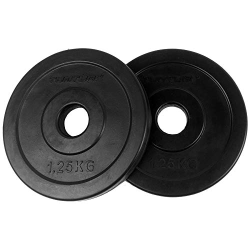 Tunturi Unisex Adult Rubber Weight Plate 20.0kg (44 lbs) - Single Black Gym Plate for Strength Training & Home Workouts