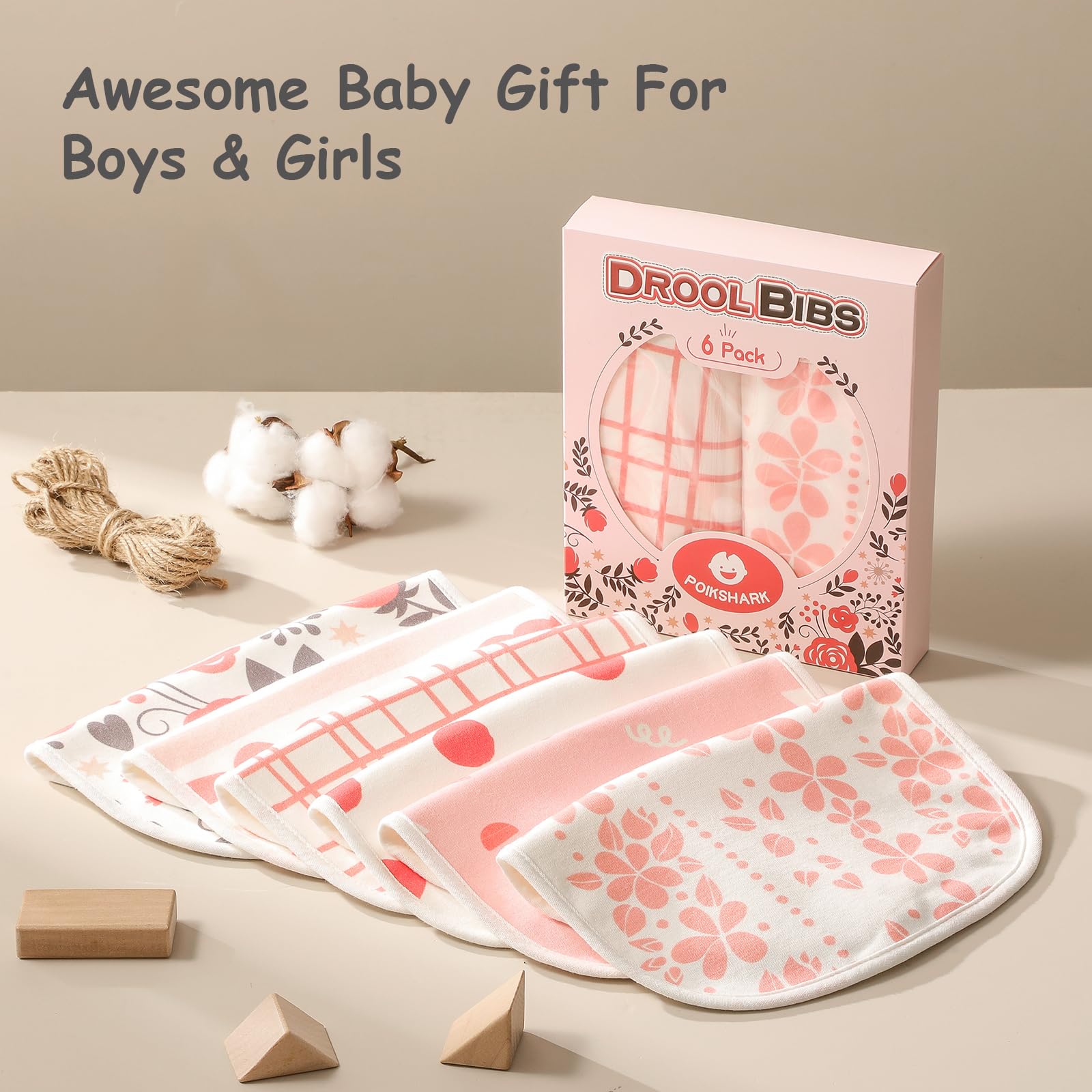 6 Pack Organic Baby Bibs for Boys & Girls - Soft Cotton Drool Bibs for Teething Infants | Perfect for Feeding, Mealtime & Messy Play