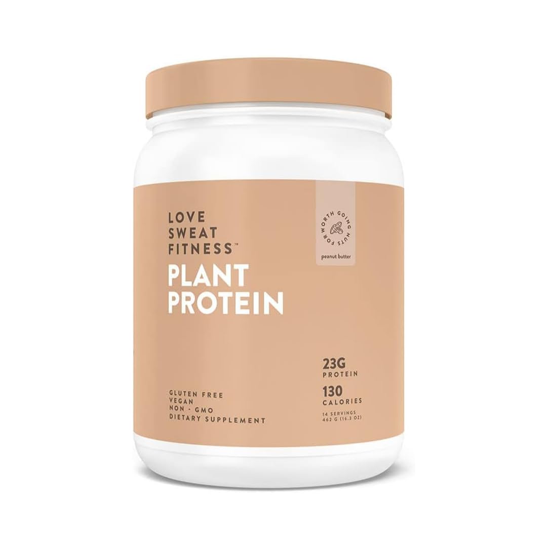 Love Sweat Fitness Organic Vegan Protein Powder, Peanut Butter Flavor - 23g Plant-Based Protein per Serving, 14 Servings, Gluten Free, Non-GMO, Dairy Free | Perfect for Post-Workout Recovery, Smoothies & Healthy Snacks