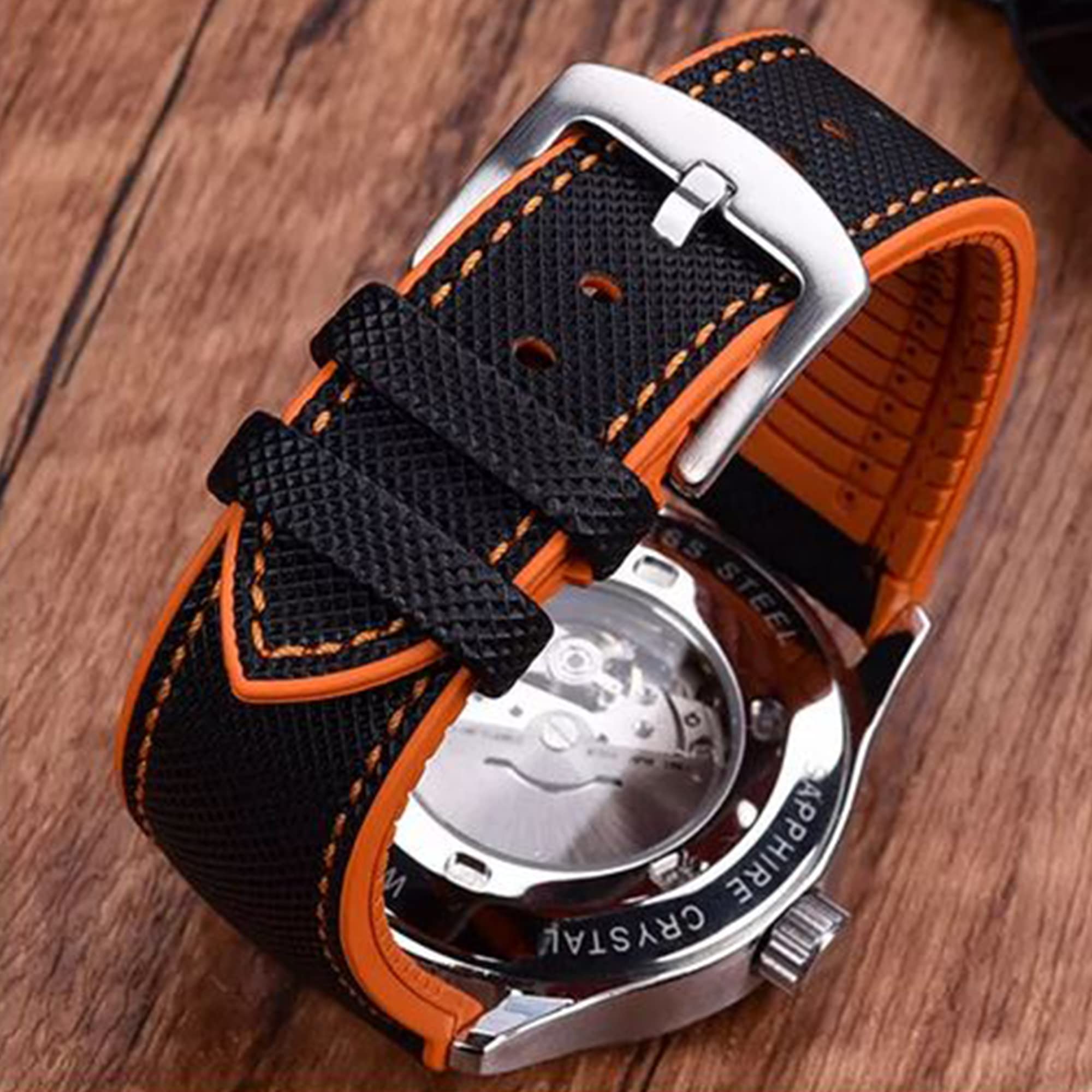Premium FKM Rubber & TPU Hybrid Watch Band - 20mm & 22mm Replacement Strap for Traditional Watches and Smartwatches - Durable, Comfortable, Waterproof - Black, Blue, Orange - Perfect for Sports, Fitness, Swimming and Everyday Wear