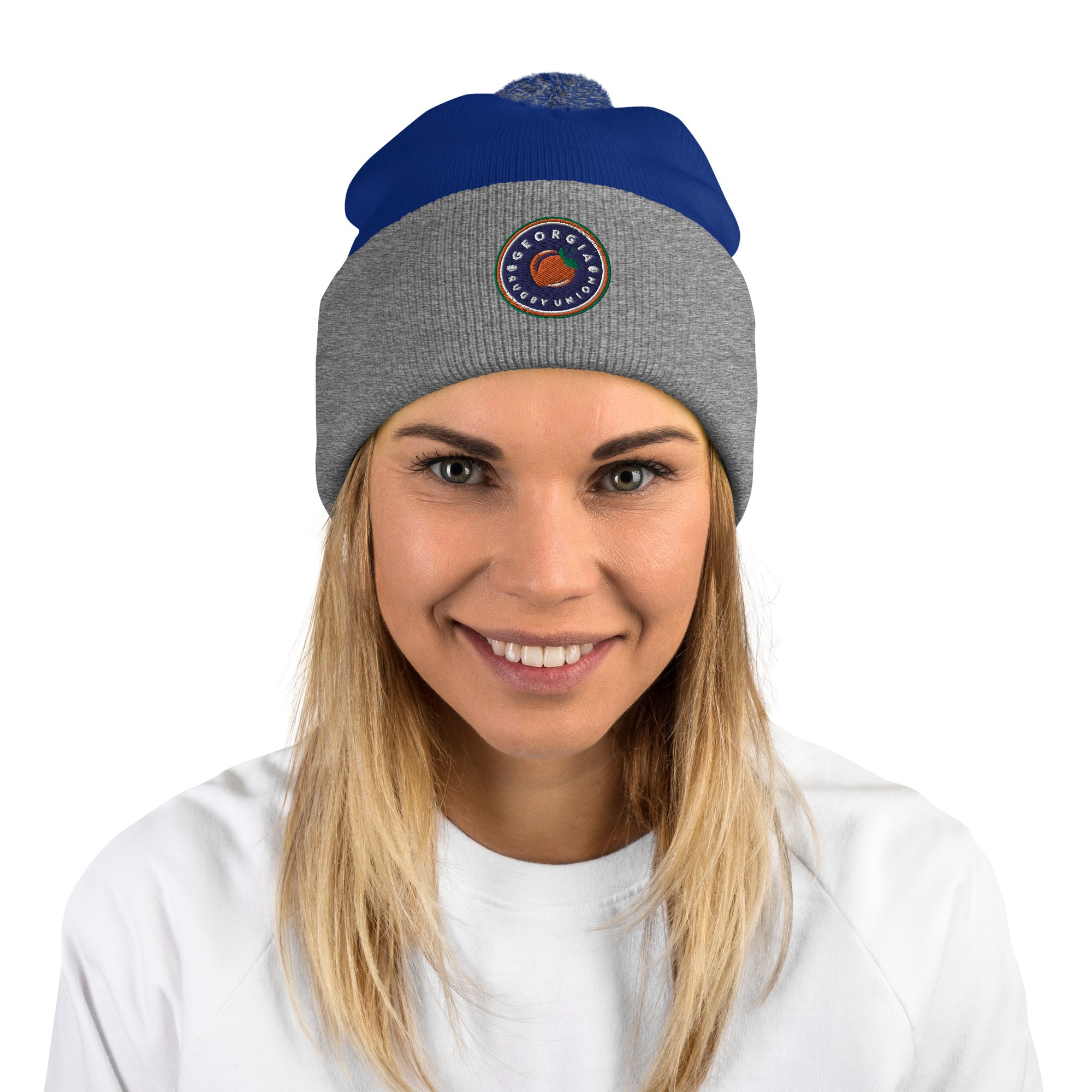 Georgia Rugby Union Winter Pom Pom Beanie Hat - Warm Knit Skull Cap for Men & Women - Perfect for Rugby Games, Outdoor Sports & Cold Weather
