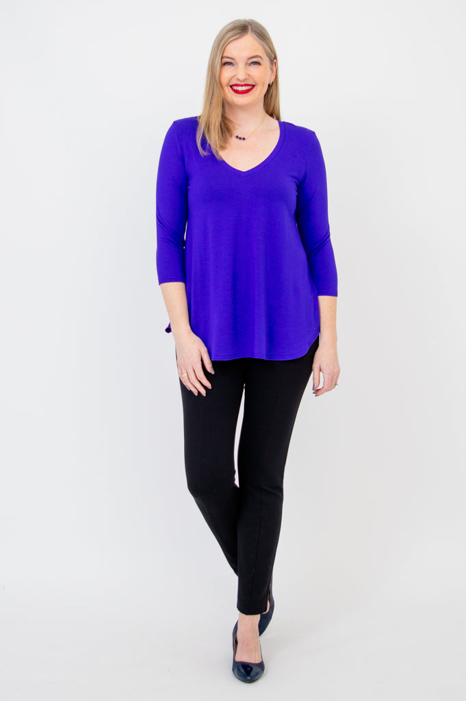Jackie 3/4 Sleeve Bamboo V-Neck Blouse - Soft Violet Womens Top for Work & Casual Wear | Breathable Bamboo Fabric for Office & Everyday Outfits