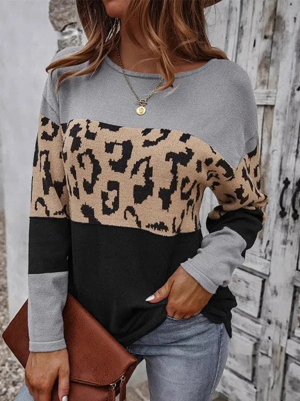 Wild Print Women's Sweater Top - Cozy Knit Pullover for Fall & Winter - Perfect for Casual Outfits, Office Wear, and Holiday Gatherings