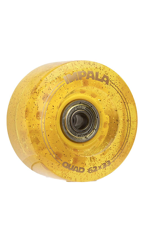 Impala Light Up LED Roller Skating Wheels - 4 Pack, 62mm Gold - Perfect for Night Skating, Roller Derby & Outdoor Rinks
