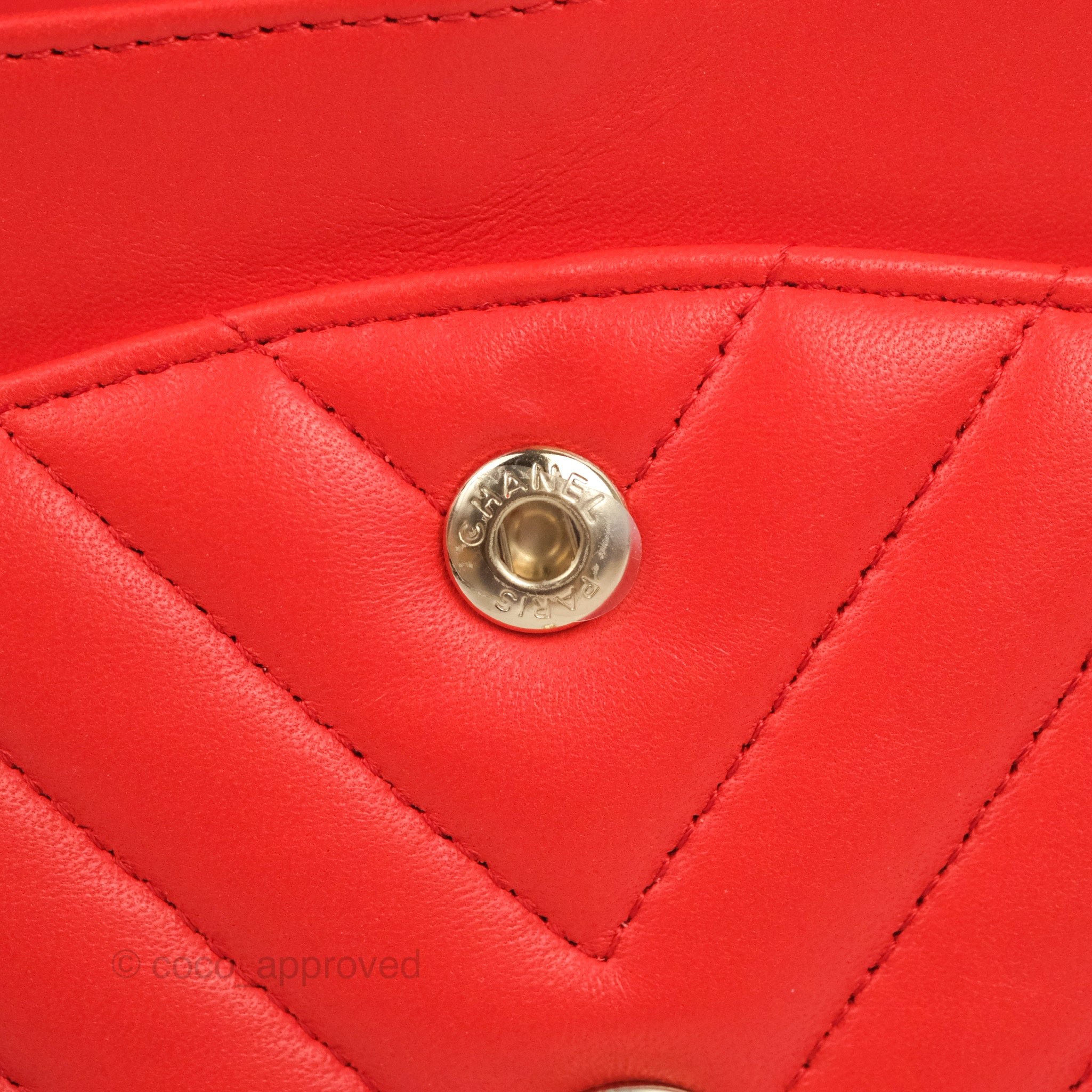 Chanel Classic Medium Flap Bag - Chevron Red Lambskin Leather with Gold Hardware | Luxury Designer Handbag for Women | Perfect for Date Night, Parties & Special Occasions