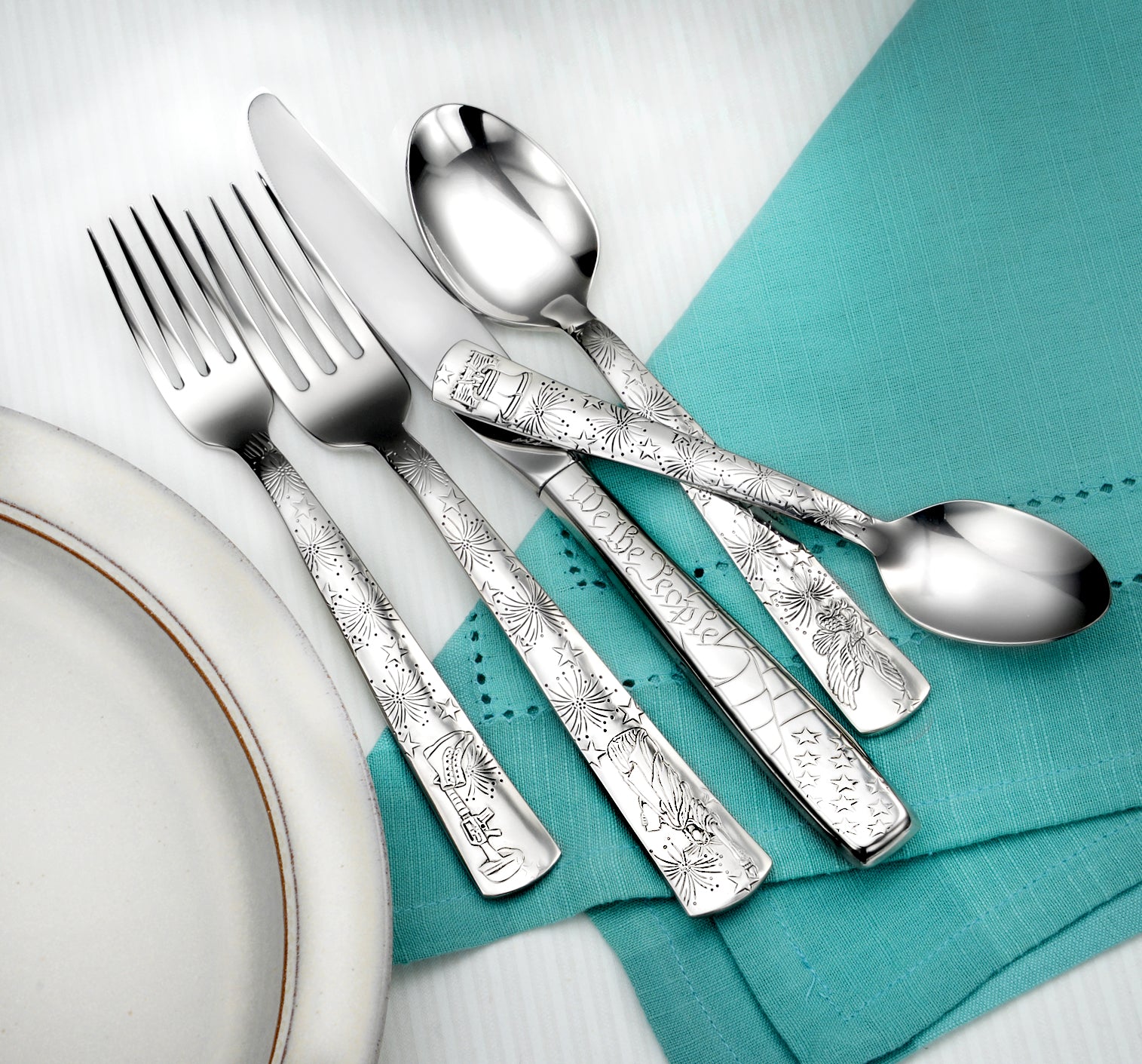 Liberty 45-Piece Dinnerware Set - Elegant Porcelain Plates, Bowls & Mugs for Family Dining, Entertaining & Special Occasions
