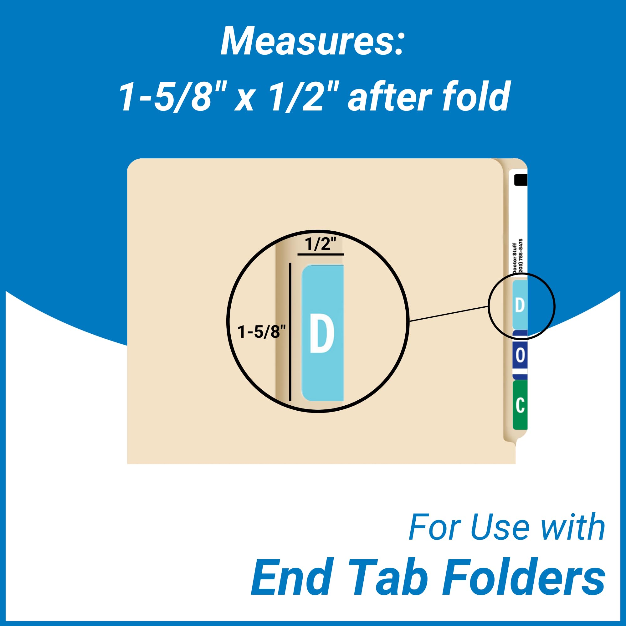 Doctor Stuff - Alphabet File Folder Labels A-Z Complete Set with Storage Tray | 1-5/8