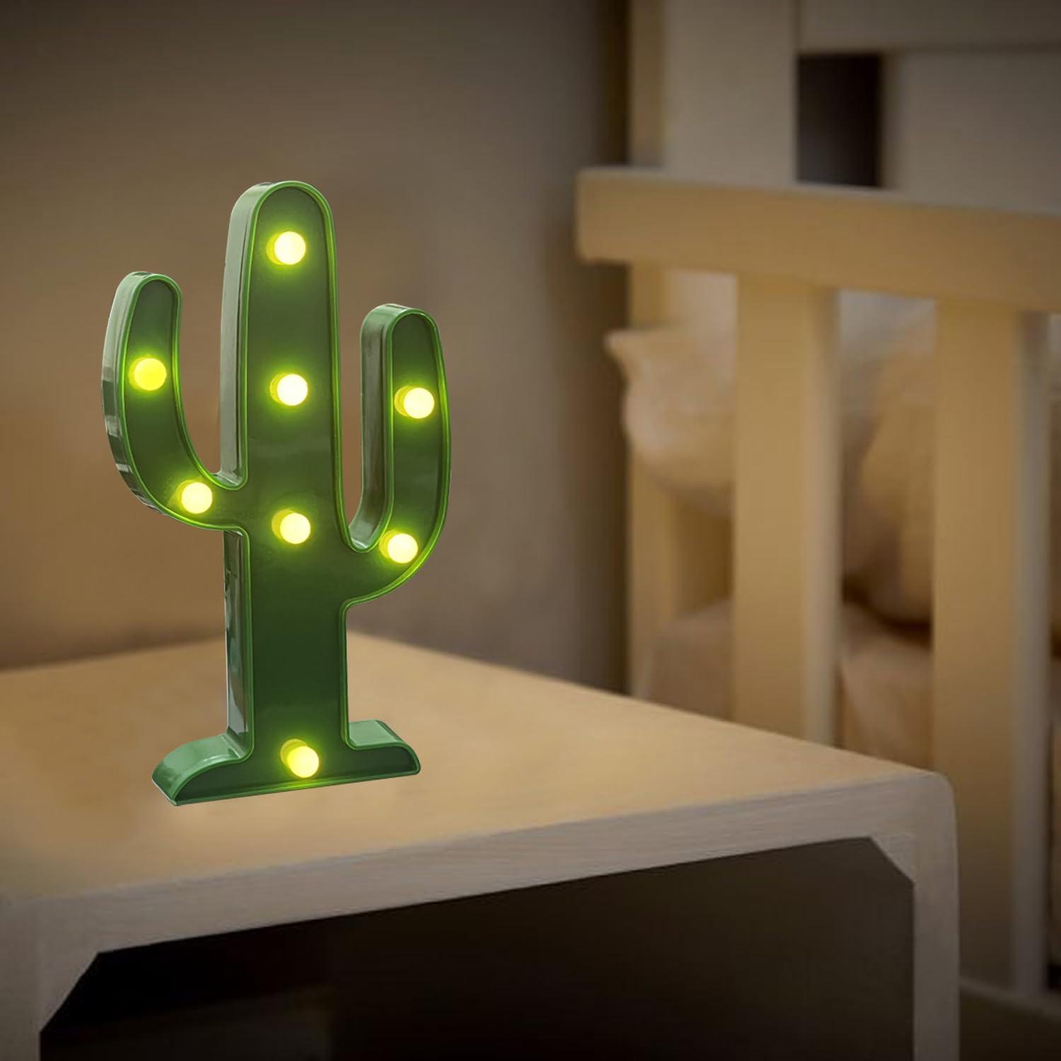 2 Pack Large LED Cactus Night Lights - Cute Cactus Party Decor for Carnival, Dining Table, Kids Room, Desk & Bedroom - Perfect Living Room Decor Gift (Warm White) | Energy Efficient Mood Lighting for Nursery, Dorm, Wedding & Home Decor