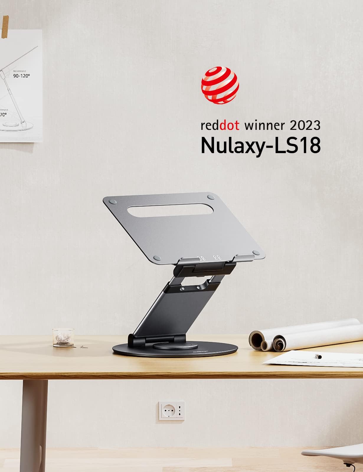 Nulaxy Adjustable Laptop Stand for Desk - 360° Rotating & Telescopic Ergonomic Riser with Swivel Base, Fits 10-17 Inch Laptops (MacBook, Dell, HP) - Perfect for Home Office, Gaming & Workstation Setup (Gray)