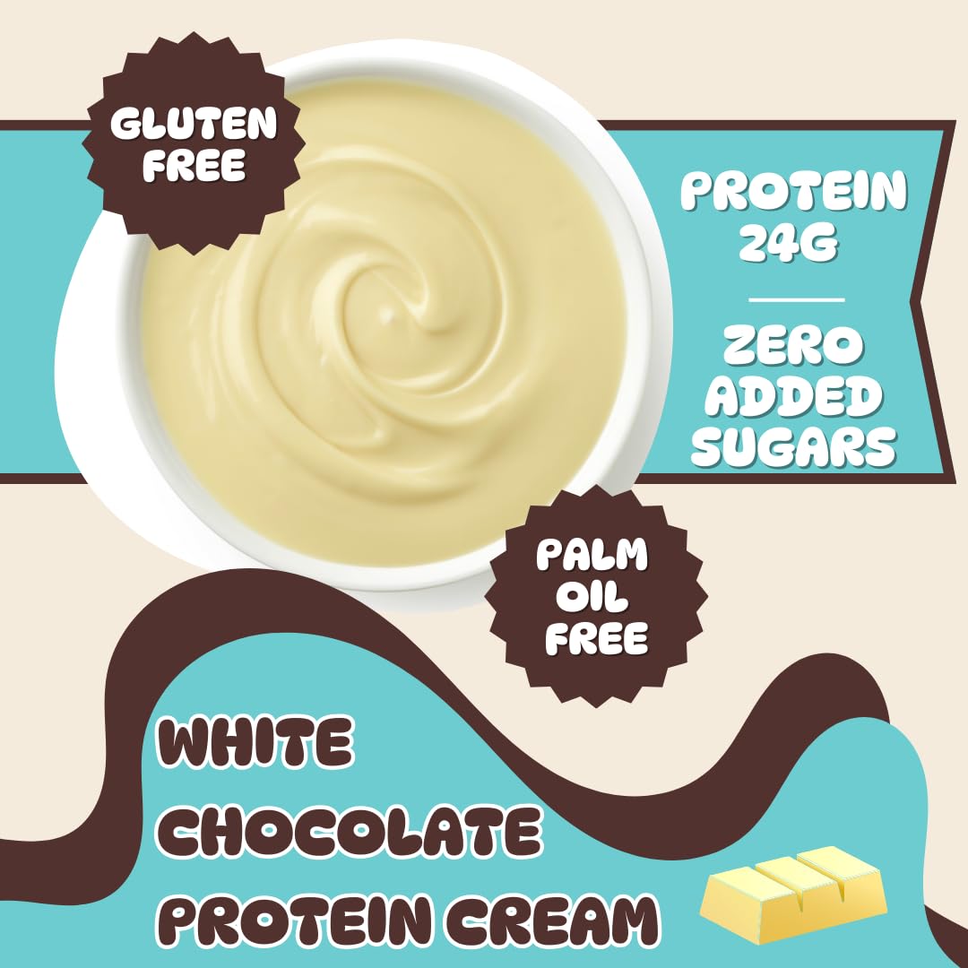 Alma Gourmet Italian White Chocolate Protein Spread - High Protein, No Sugar Added, Gluten Free, Keto Friendly - Smooth Velvety Texture for Toast, Pancakes & Yogurt - Perfect Healthy Breakfast, Snack & Post-Workout Recovery - 7.05oz (200g) Jar