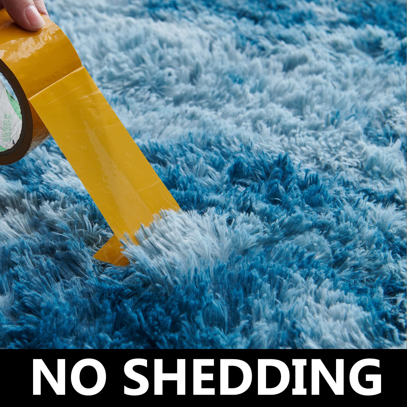 TABAYON Shaggy Tie-Dyed Dark Blue Rug 2x3 Feet, Non-Slip Soft Fluffy Area Rug for Living Room Bedroom - Cozy Home Decor Carpet for Indoor Spaces, Perfect for Dorm, Apartment & Nursery