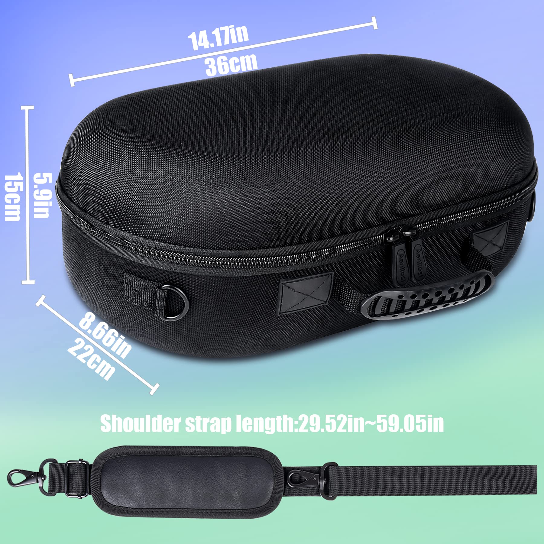 Aenllosi Portable Carrying Case for Meta Quest Pro & Meta Quest 3 VR Headset (Black & Blue) - Protective Storage Bag for Travel, Gaming, and VR Accessories Organization